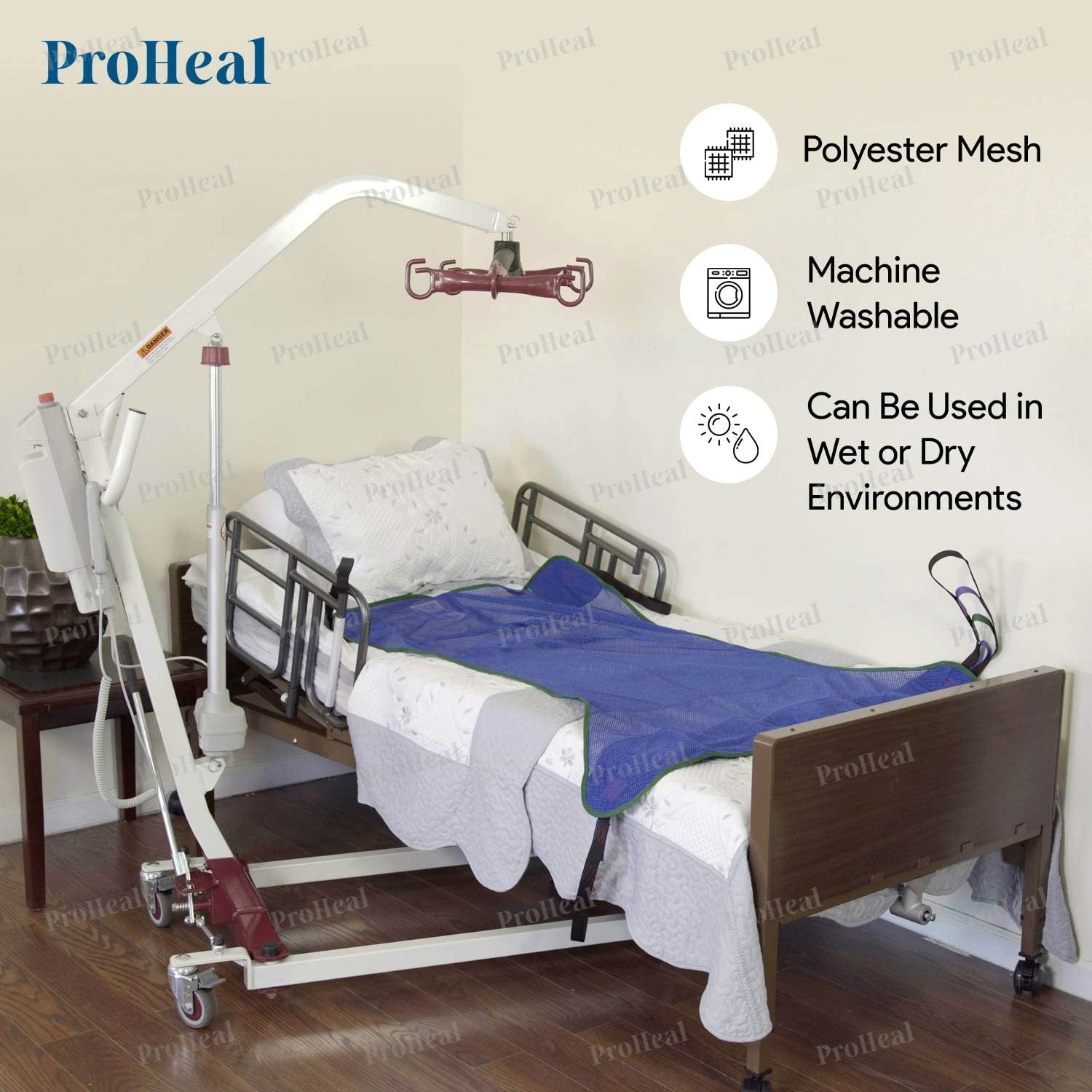 ProHeal Universal Full Body Mesh Lift Sling with Commode Opening, X Large, 60" L x 43" - Polyester Slings for Patient Lifts - Compatible with Hoyer, Invacare, McKesson, Drive, Lumex, Joerns