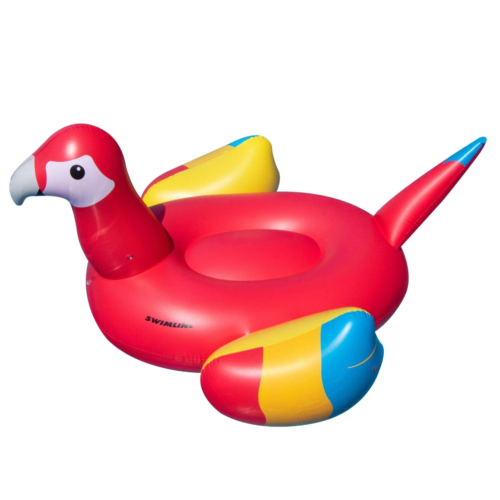 SWIMLINE ORIGINAL 90629 Giant Inflatable Parrot Pool Float Floatie Ride-On Lounge W/ Stable Legs Wings Large Rideable Blow Up Summer Beach Swimming Party Lounge Big Raft Tube Decoration Toys Kids