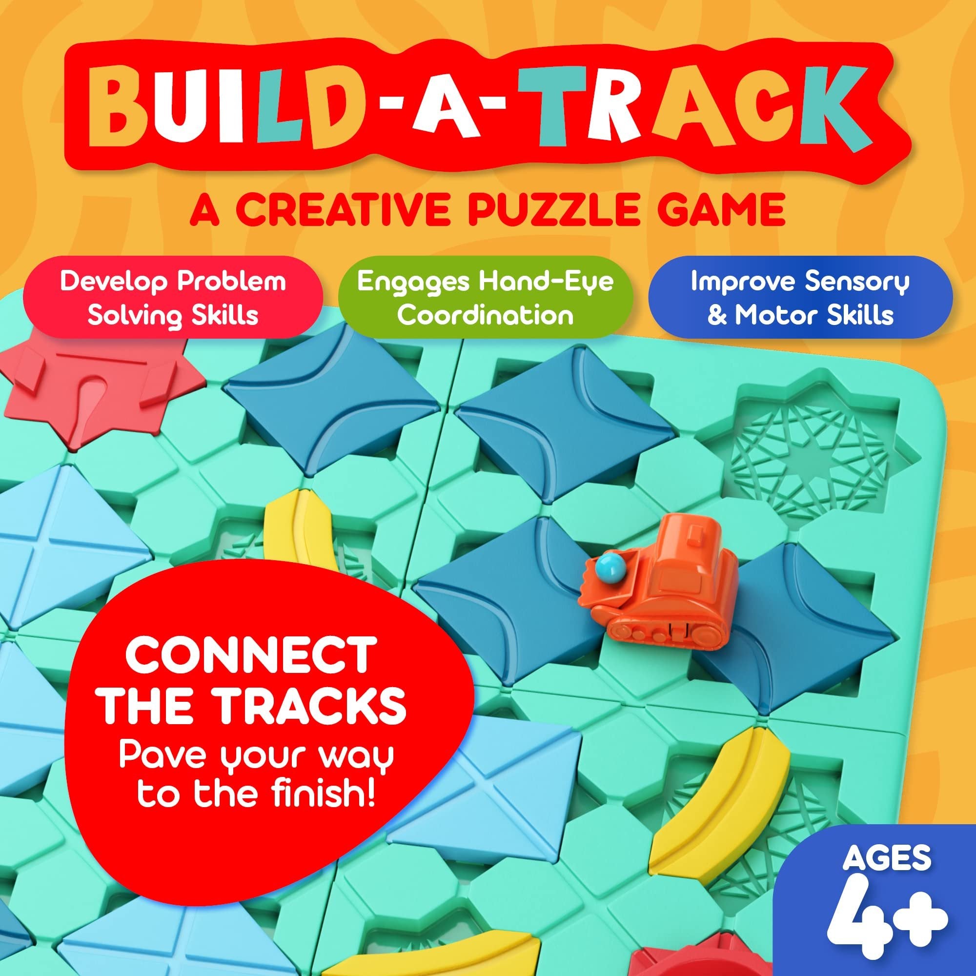 CoolToys Build-A-Track Brain Teaser Puzzles for Kids Ages 4-8 - Educational Smart Logic Board Game for Children, 4 Levels & 100+ Skill-Building Challenges, Fun Home & Travel Boys & Girls STEM Activity
