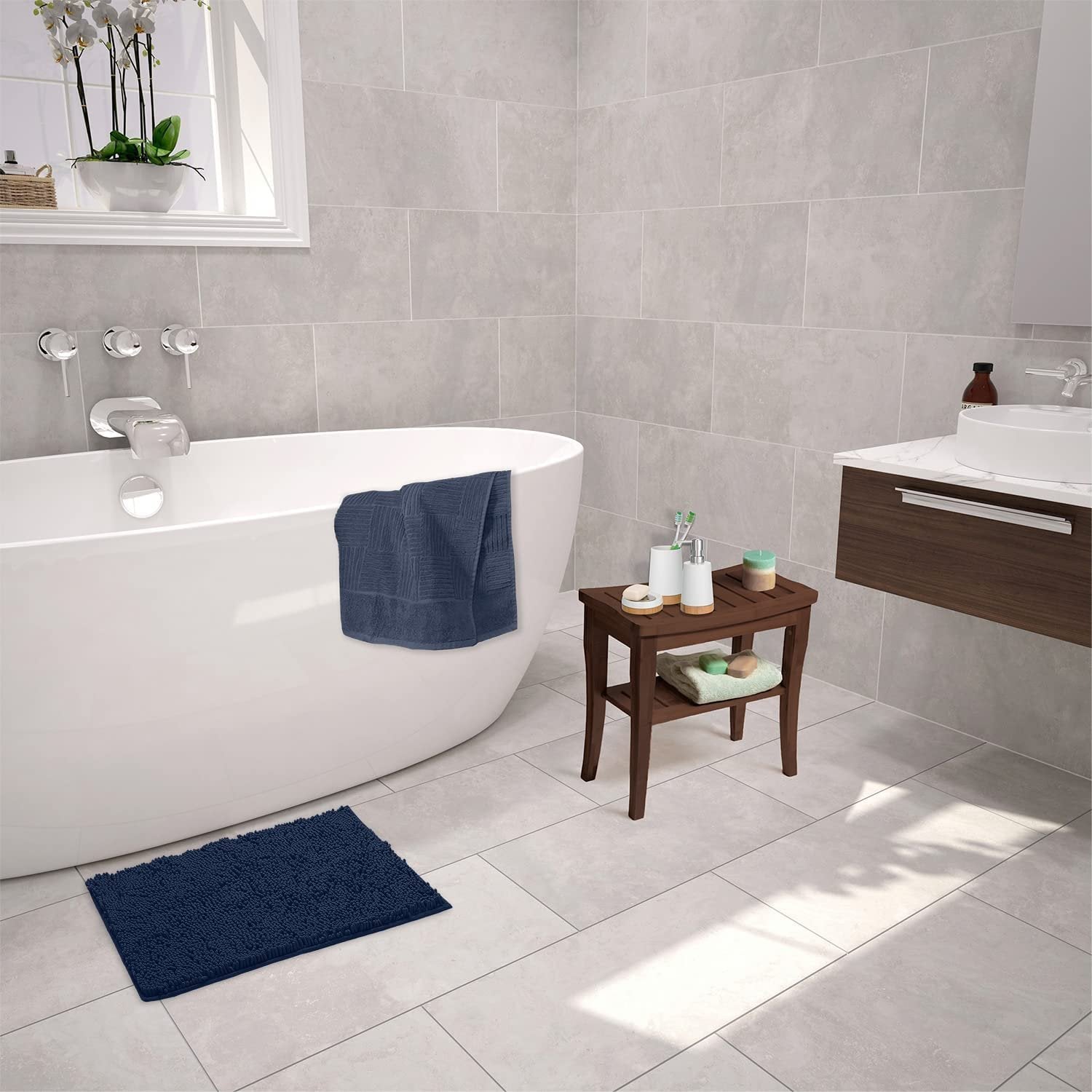 LuxUrux Lavender Bathroom Rugs-Extra-Soft Plush Bath Shower Bathroom Rug,1'' Chenille Microfiber Material, Super Absorbent Shaggy Bath Rug. Machine Wash & Dry (15 x 23, Lavender)