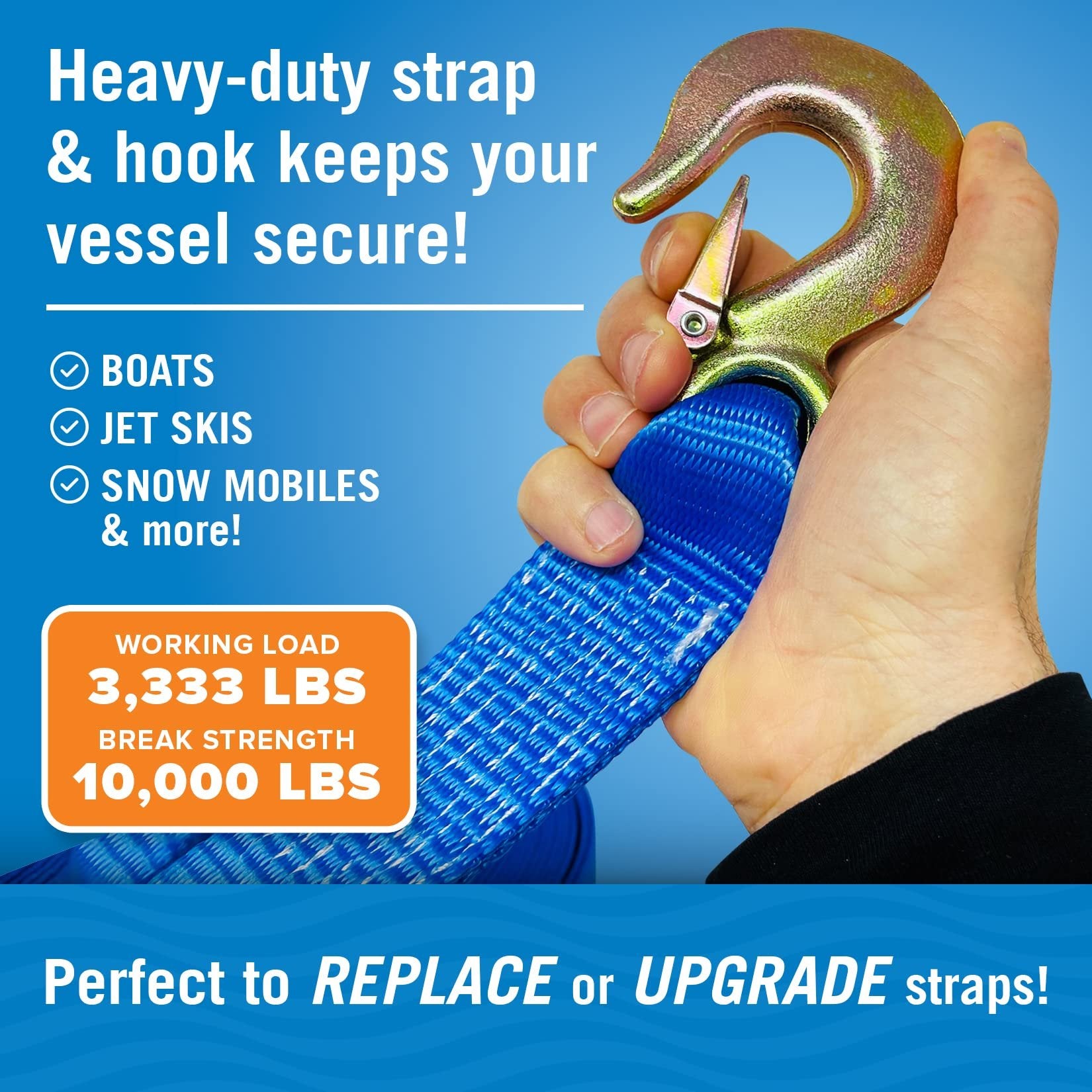 2x20' 10000LB Heavy Duty Boat Trailer Car Winch Rope Strap With