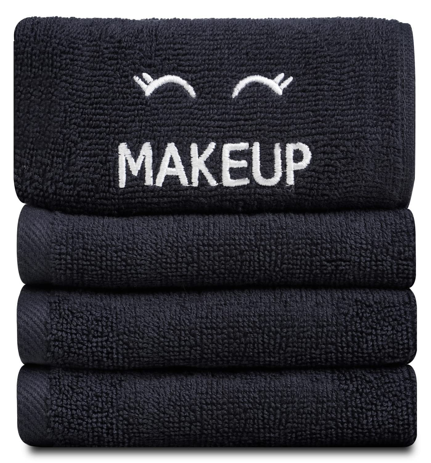 6 Pack Bleach Safe Black Makeup Towels | Soft Cotton Washcloths for Make up Removal