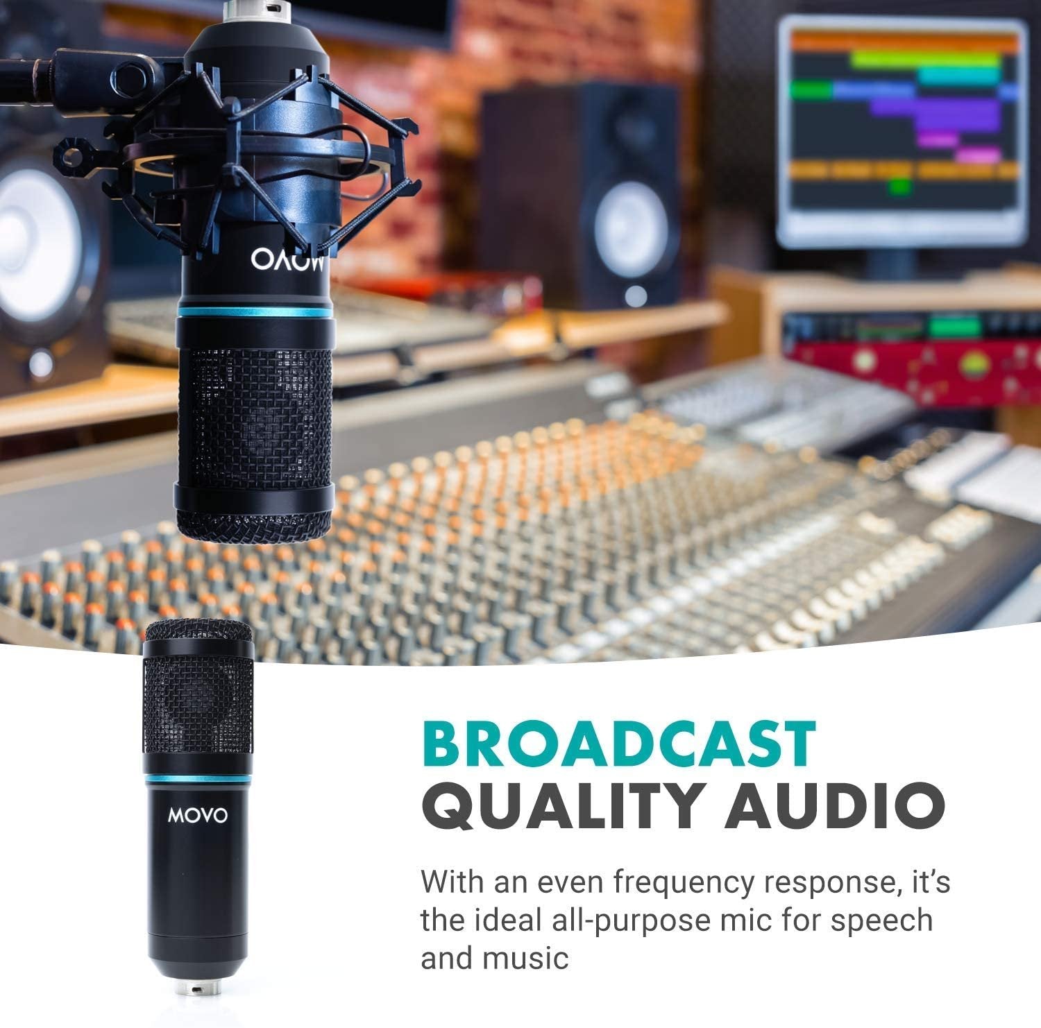Movo 2-Pack Universal XLR Condenser Microphone Podcasting Equipment Bundle for 2 - Includes 2 Cardioid Mics, Desktop Stands, Shock Mounts, Pop Filters and Cables - Podcast, Zoom, and Youtuber Kit