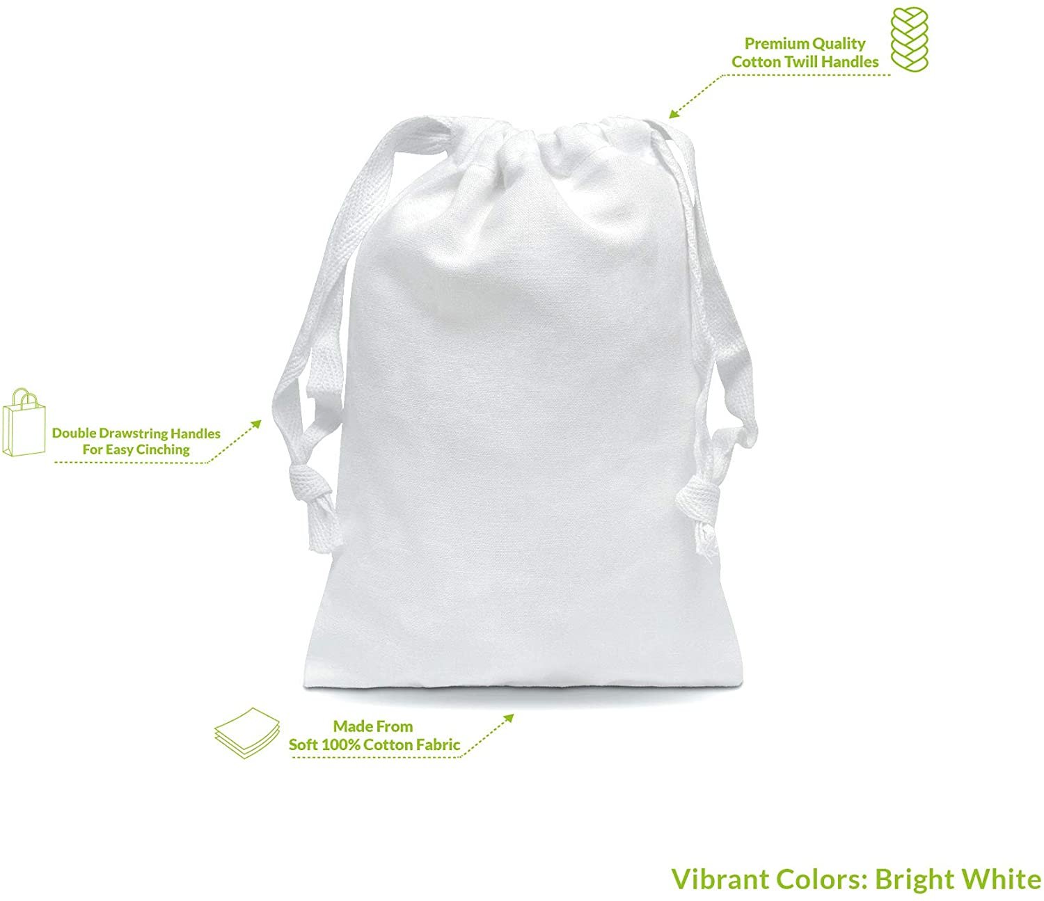 Small Drawstring Bags - 12 Pack 3x5 Inch Small Bright White Muslin Cotton Cloth Pouches in Bulk, Mini Canvas Cloth Fabric Pouch for Jewelry, Gifts, Candy, Parties, Wedding Favors, Soaps, Treats, Crafts