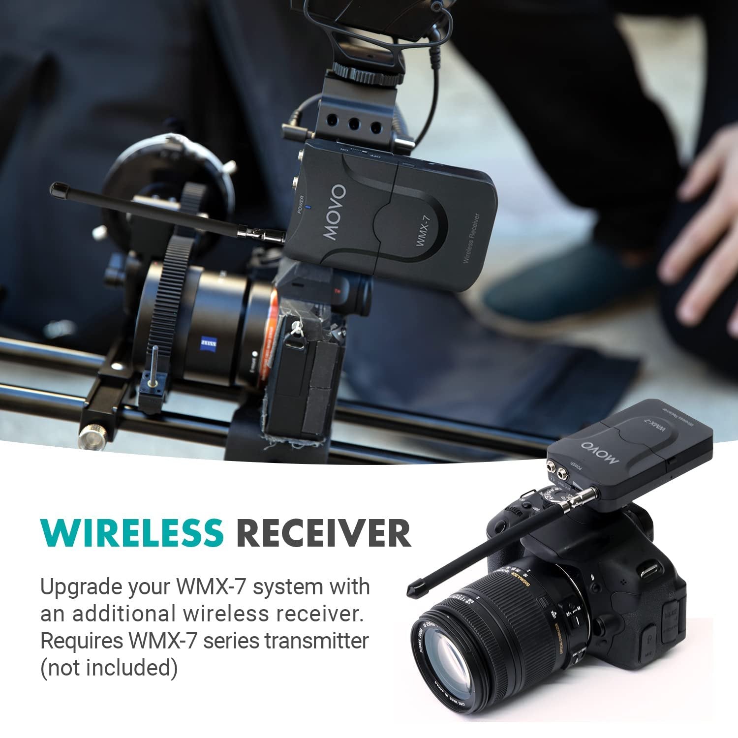 Movo WMX-7 RX Wireless Receiver for WMX-7 VHF Wireless Microphone System (Receiver Only)- Wireless Receiver for Handheld Microphones, Lavalier Mic Transmitters- Bodypack Receiver for Events, Recording