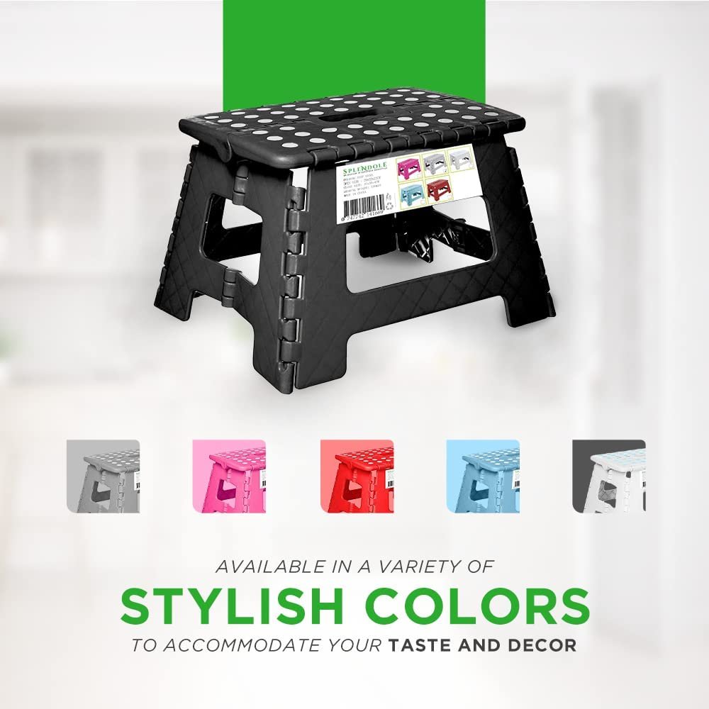 Gray Folding Step Stool - Lightweight Portable 11x8 Non-Slip, Supports up to 300lbs for Adults & Kids, Stable Boost in Kitchen/Bathroom