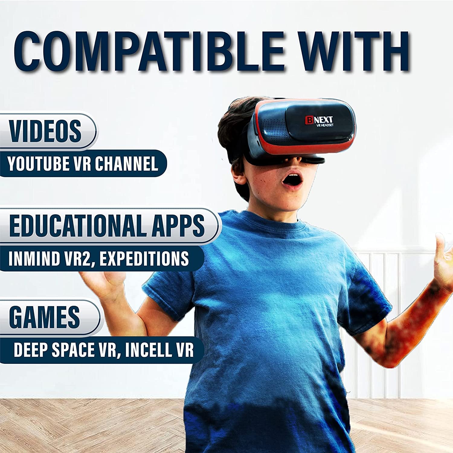 VR Headset Compatible with iPhone & Android - Universal Virtual Reality Goggles for Kids & Adults - Your Best Mobile Games 360 Movies w/ Soft & Comfortable New 3D VR Glasses