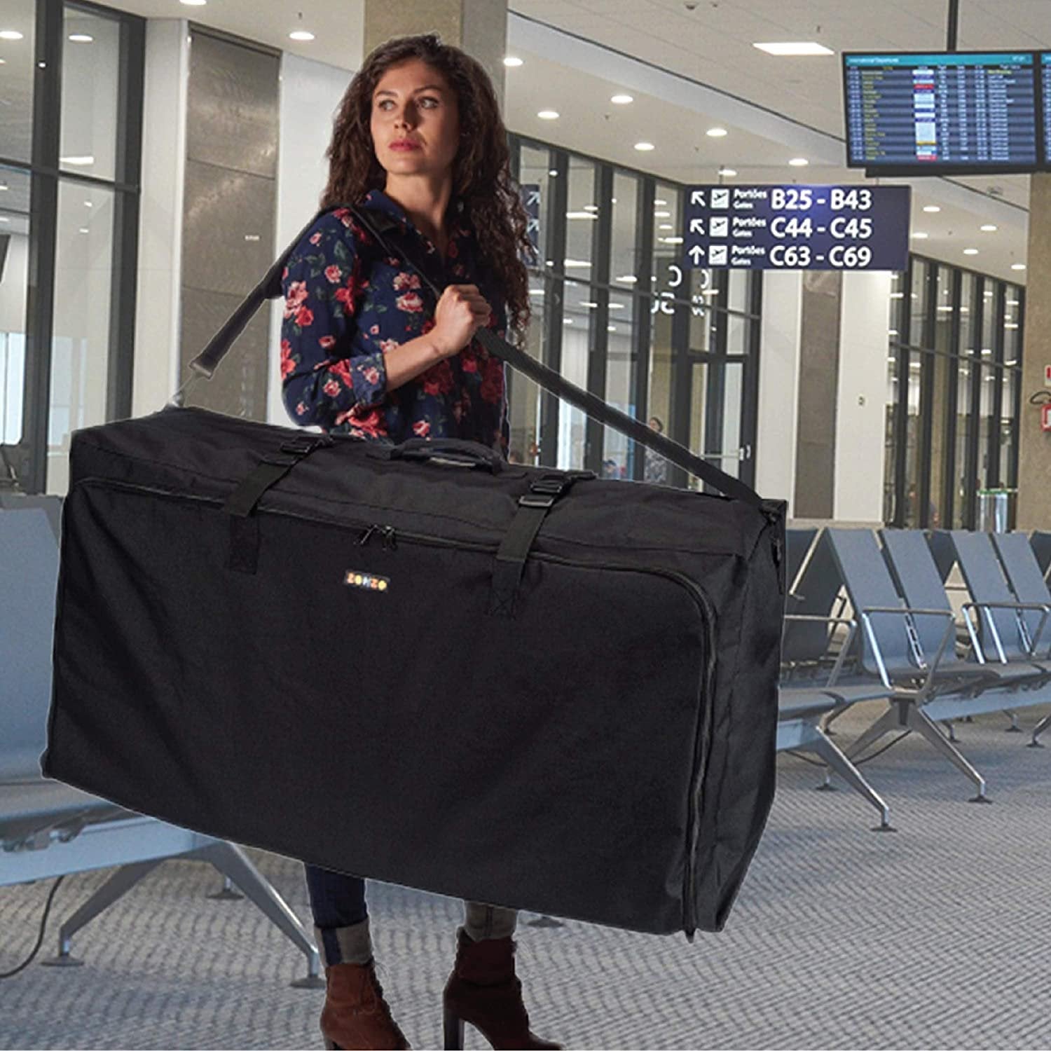 Zohzo Stroller Travel Bag | Black | Standard/Double | 41x21x13.5 Inch | Free Shipping/Returns