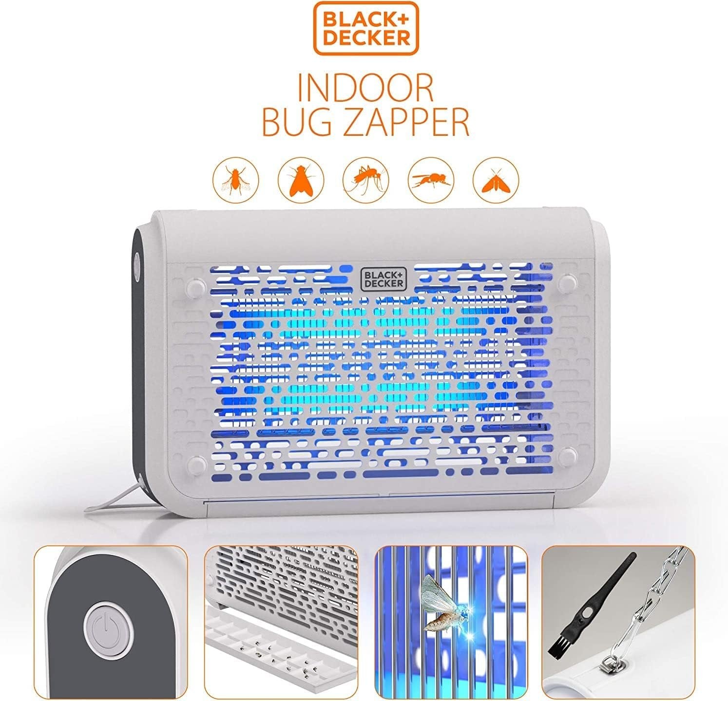 BLACK+DECKER Bug Zapper | Electric UV Insect Killer& Catcher for Flies, Gnats, Mosquitoes, & Other Flying Pests | 6,000 Sq/Ft Coverage for Indoor/Outdoor Use Includes Home, Kitchen & Other Areas