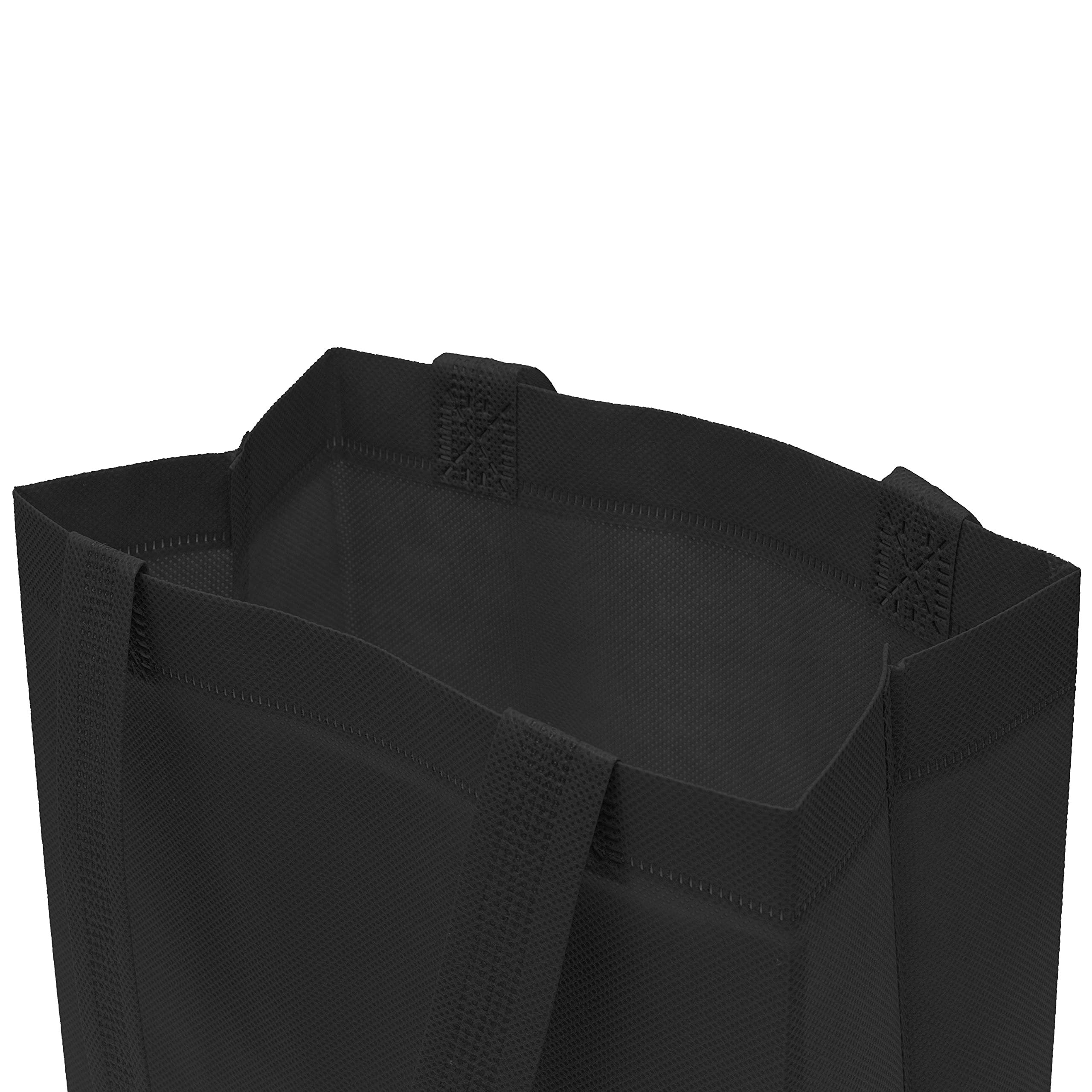 ZENPAC 8x4x10 Black Eco-Friendly Reusable Gift Bags - 12 Pack with Handles for Shopping, Events, Parties and More