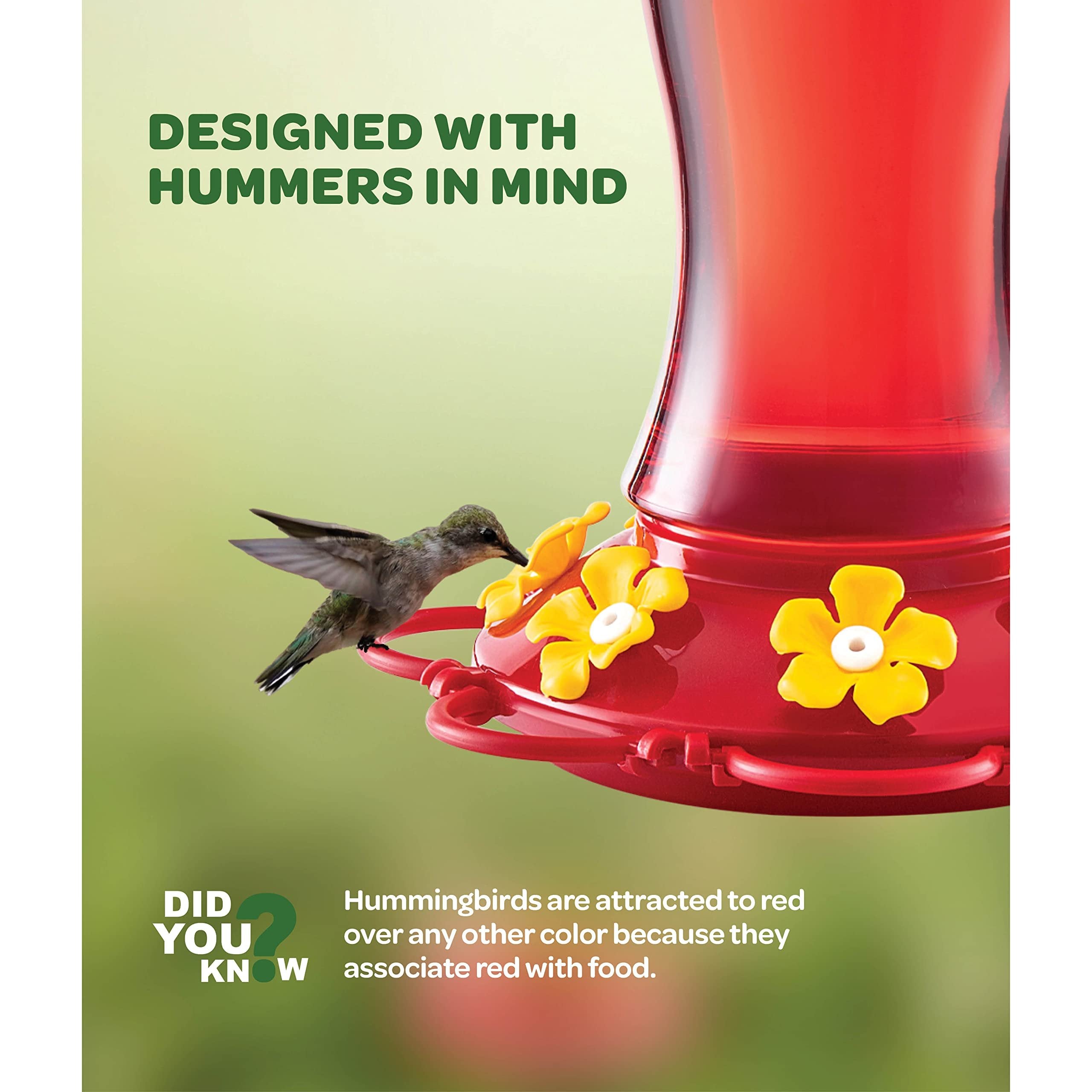 SEWANTA 30oz Red Hummingbird Feeder Set of 2 - Built-in Ant Guard, 7 Feeding Ports, Easy Filling/Cleaning