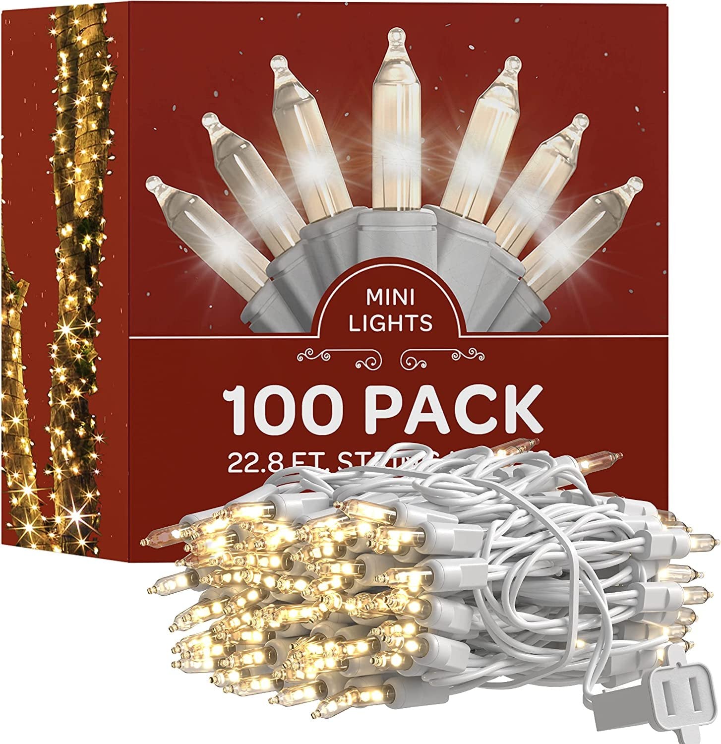 Christmas Lights [Set of 200] Warm White Christmas Lights, UL Listed for Indoor/Outdoor Use, Mini Christmas Lights, Small Christmas Lights for Holiday/Party Festival Decorations 41.45 Ft (Green Wire)