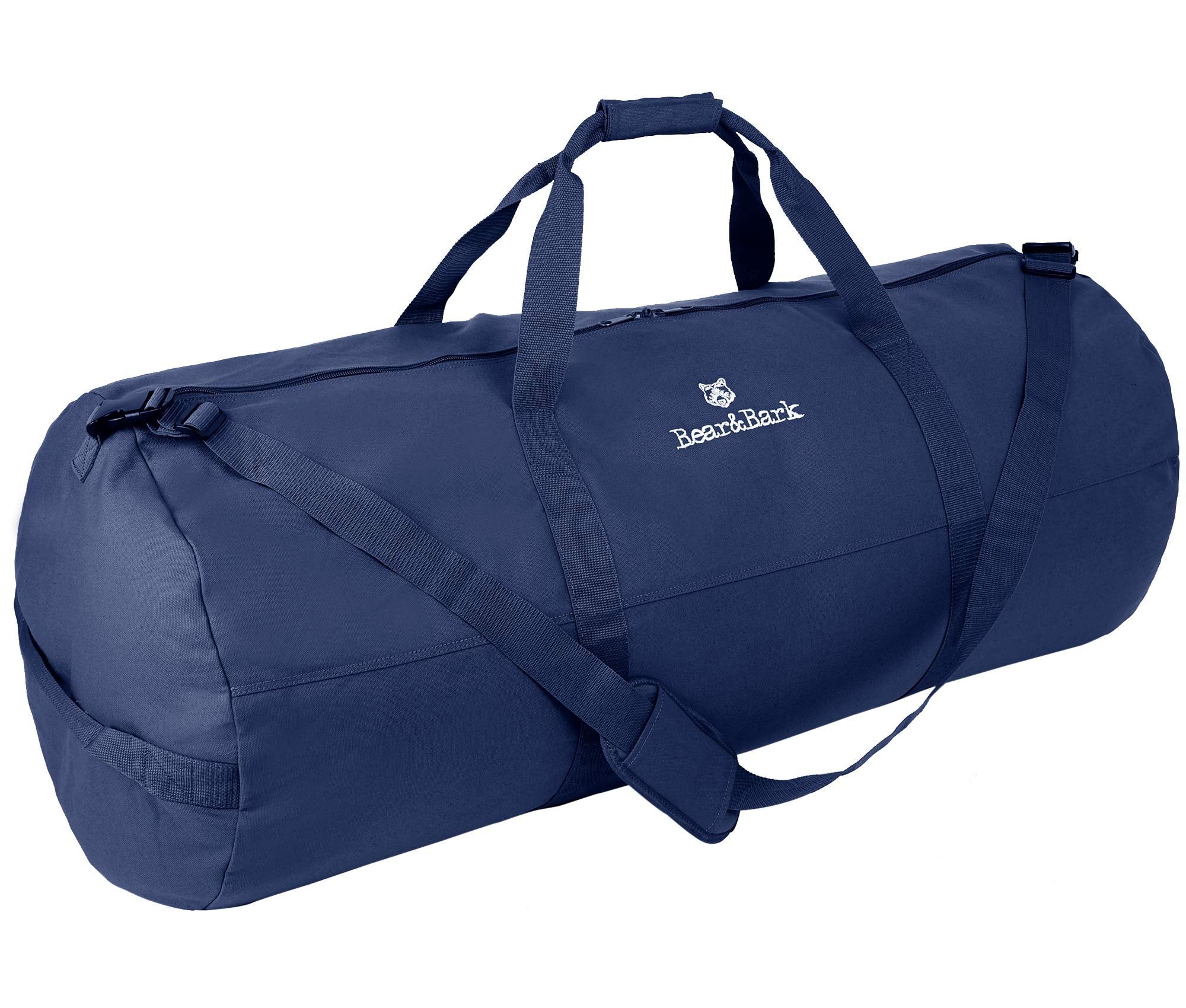 Extra Large Duffle Bag - Blue 46"x20" - 236.8L - Canvas Military and Army Cargo Style Duffel Tote for Men and Women - College Student, Dorm, Backpacking, X-Large Travel and Storage Shoulder Bag