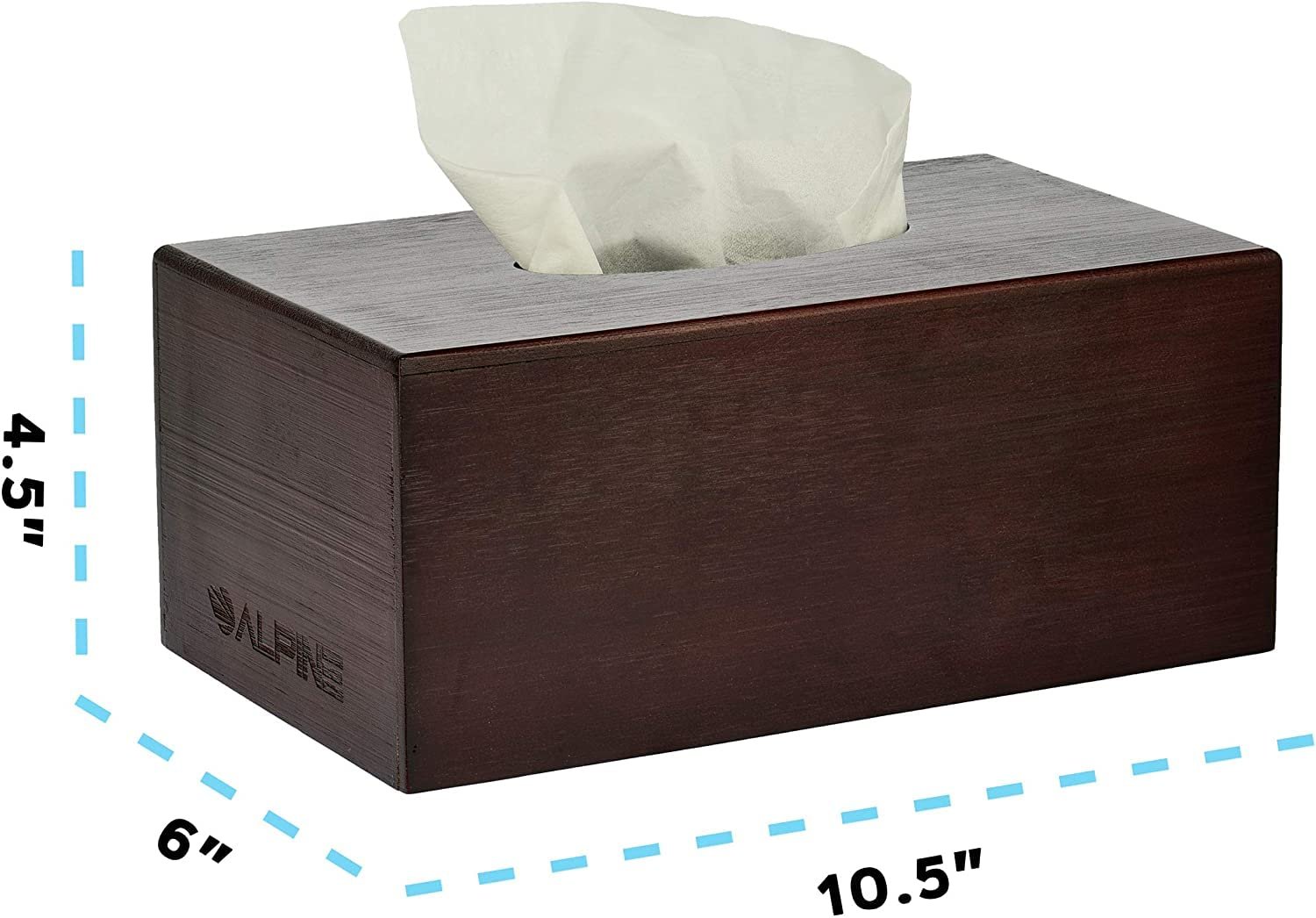 Alpine Wooden Facial Tissue Box Cover for Bathroom Office Desk & More - Espresso