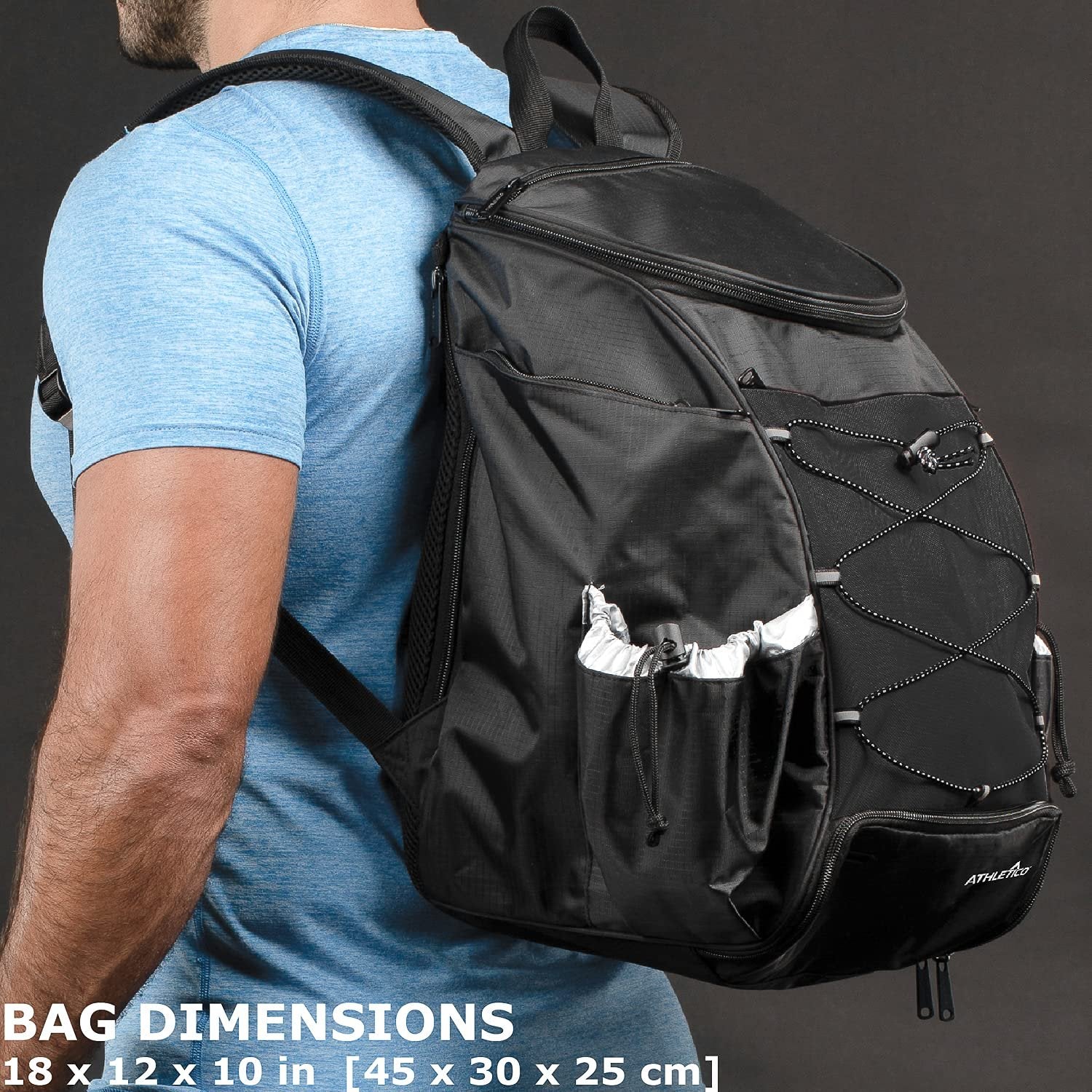 Athletico Pickleball Backpack - Pickleball Bags for Men or Women Includes Pickleball Ball Holder (Black)