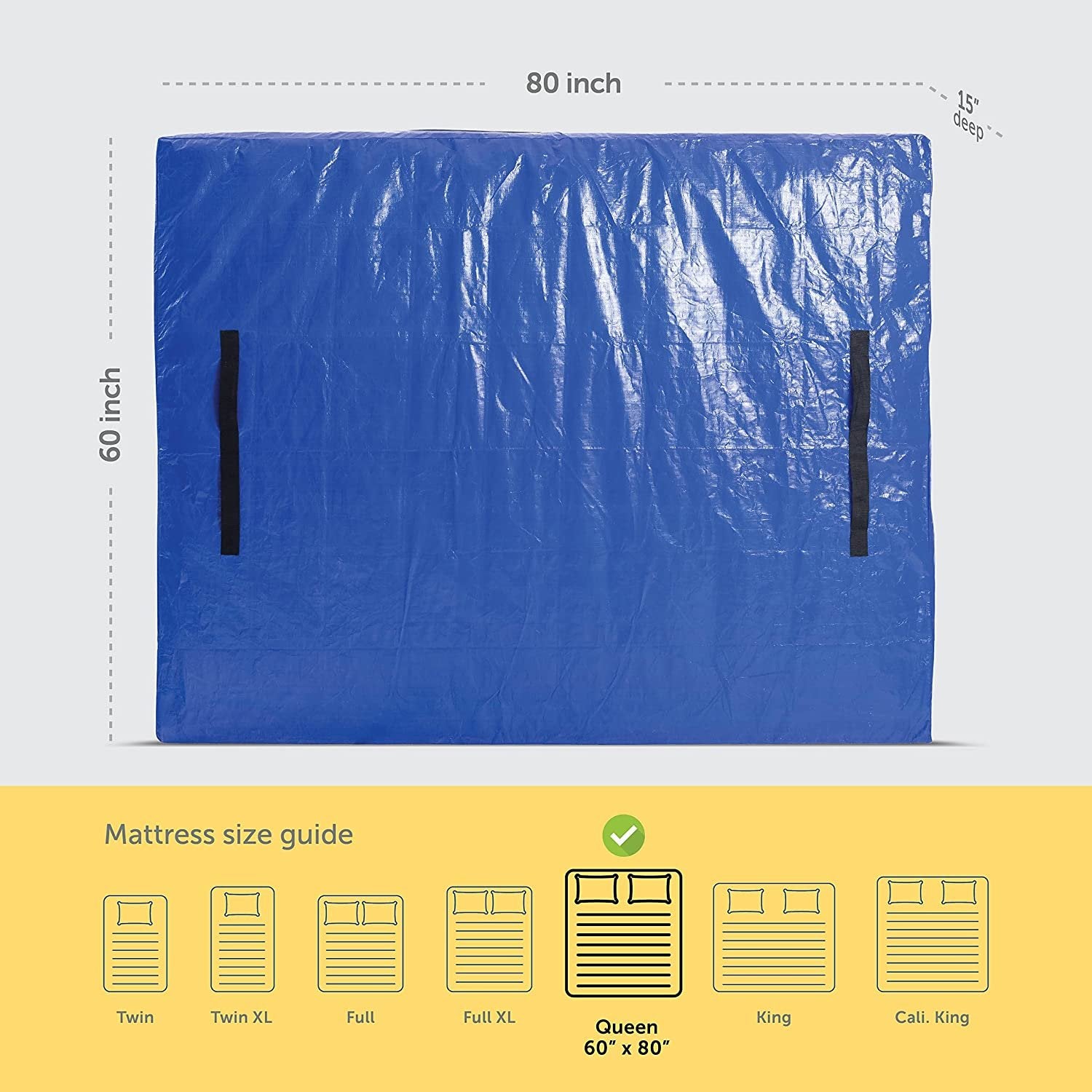 Mattress Bags for Moving with 8 Handles - Full Size - Extra-Thick Mattress Bag for Moving - Reusable Mattress Storage Bag - Mattress Cover for Moving with Zipper, Moving Mattress Bag Protector