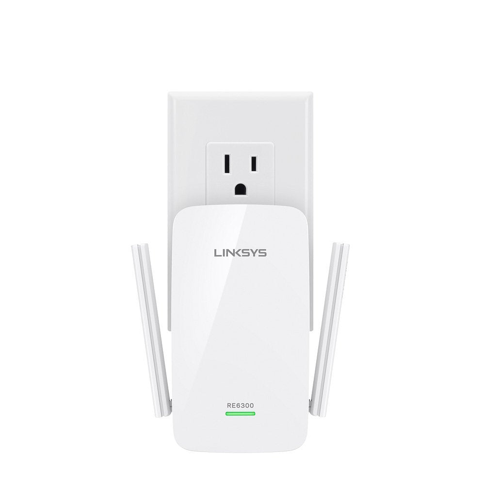 Linksys WiFi Extender, WiFi 5 Range Booster, Dual-Band Booster, Compact Wall Plug Design, 1,000 Sq. ft Coverage, Speeds up to (AC750) 750Mbps - RE6300