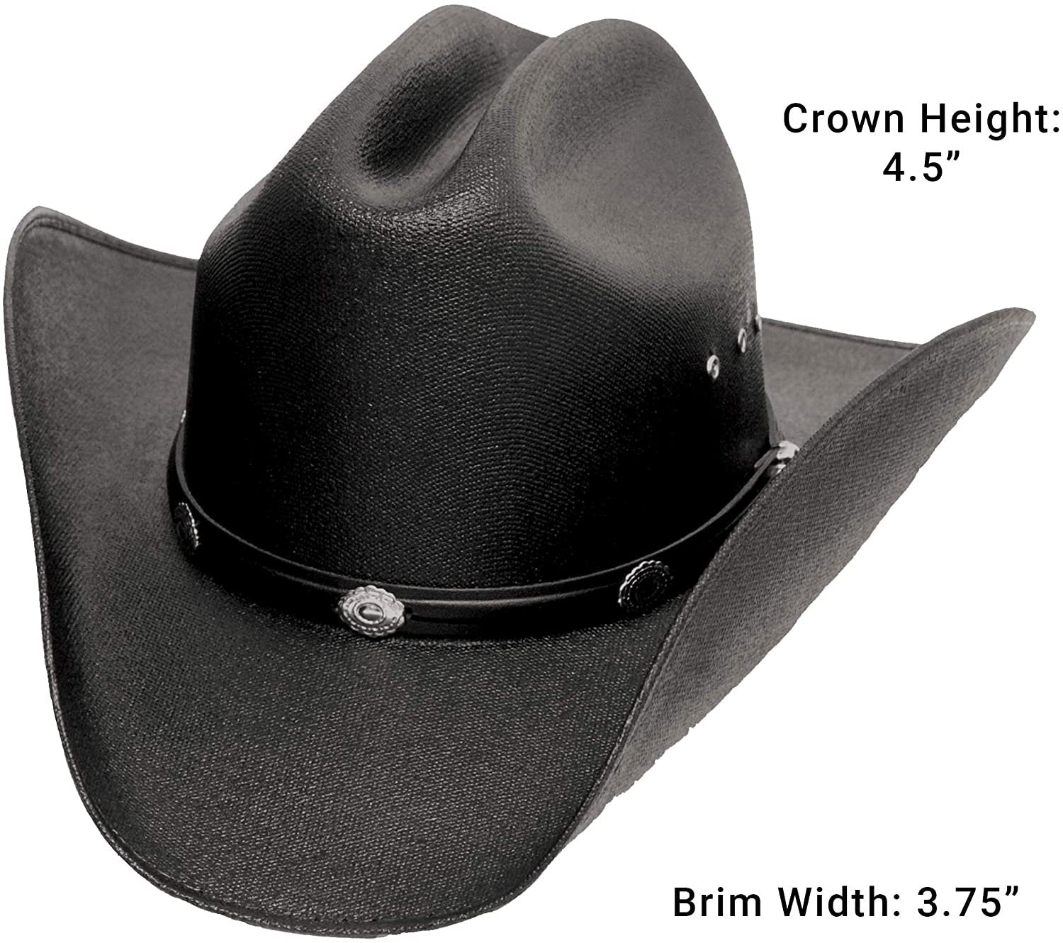 WESTERN EXPRESS Men's Classic Cattleman Black Straw Cowboy Hat, Adult Elastic Fit Small/Medium