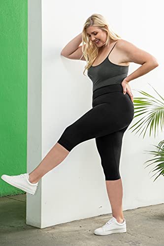SATINA High Waisted Capri Leggings for Women - Capri Pants for Women - High Waist for Tummy Control - Coral Capri Leggings for Yoga |3 Inch Waistband (One Size, Coral)
