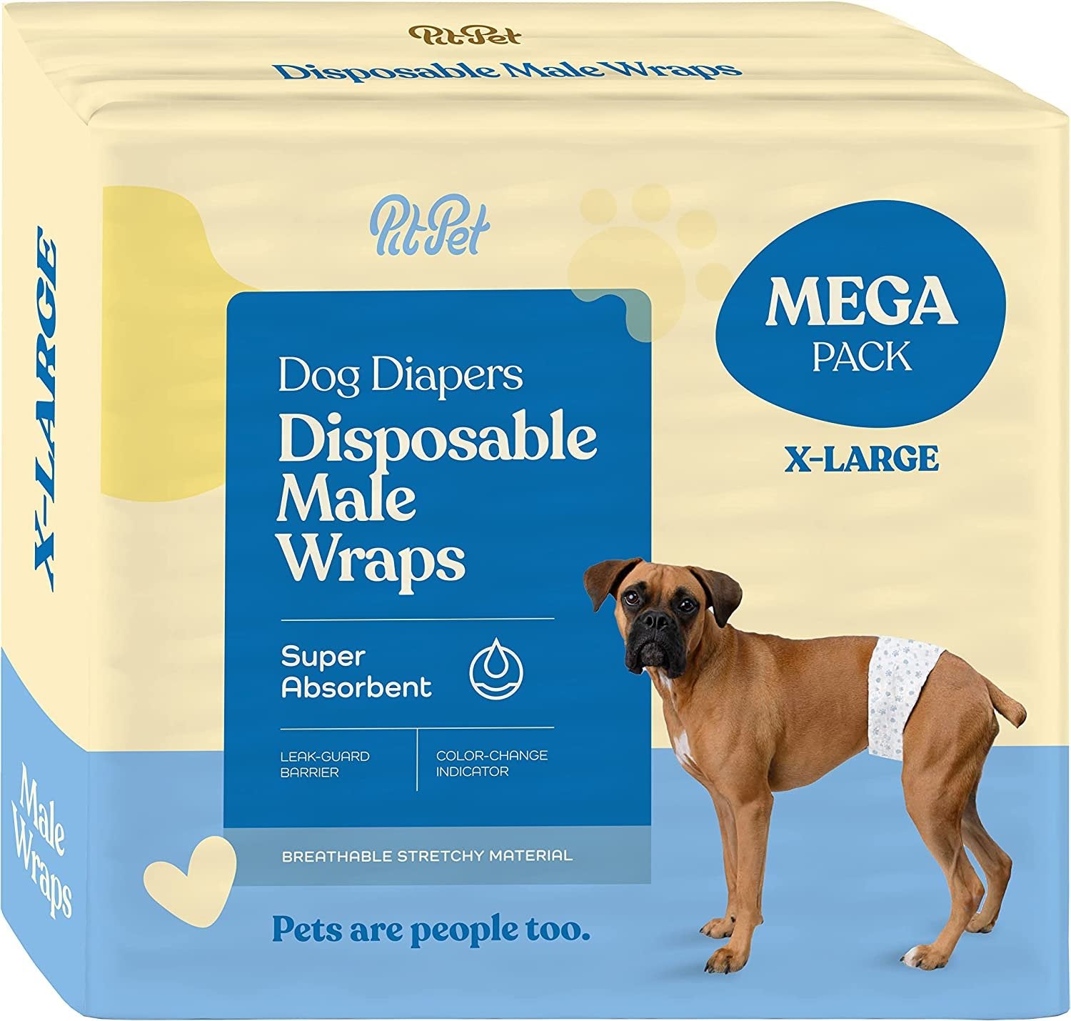 X-Large White Male Dog Diapers - 24-Pack for Incontinence & Excitable Urination - Super Absorbent with Wetness Indicator - Free Shipping