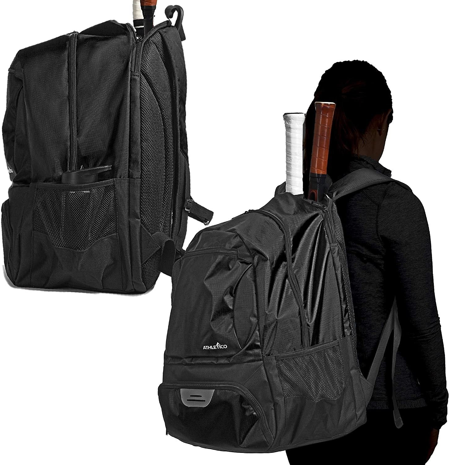 Athletico Premier Tennis Backpack - Tennis Bag Holds 2 Rackets in Padded Compartment | Separate Ventilated Shoe Compartment | Tennis Bags for Men or Women