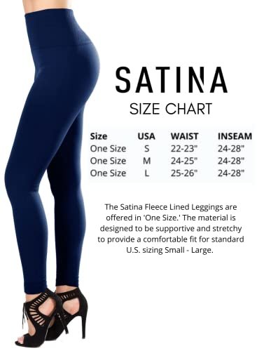 SATINA High Waisted Leggings for Women | Tummy Control & Compression Waistband (One Size, Navy)