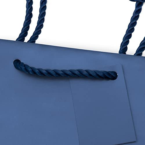 Large Navy Paper Gift Bags 10x5x13 - 12 Pack with Rope Handles - Perfect for Events, Birthdays, Weddings - Free Shipping!