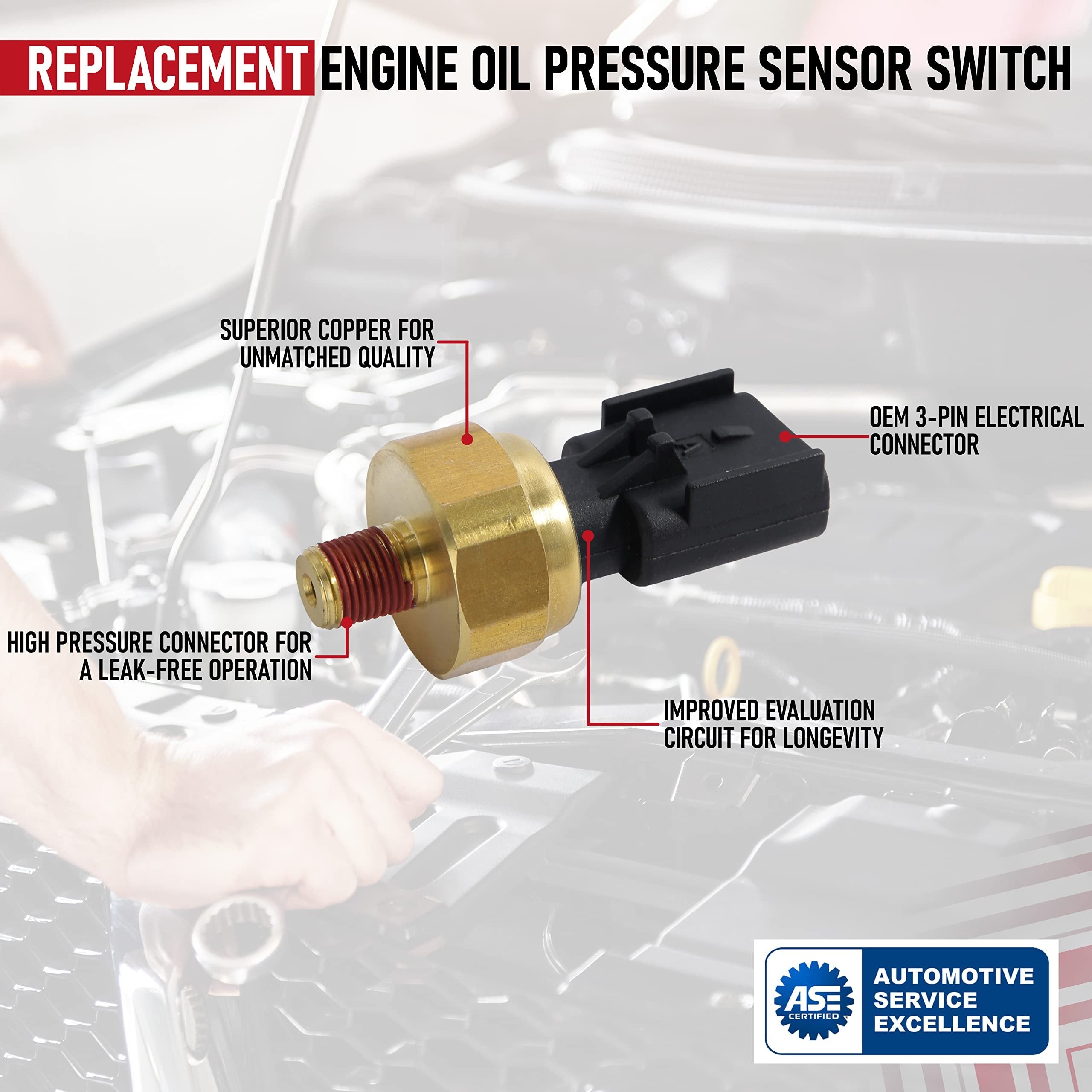 Engine Oil Pressure Sensor Switch - Replaces 5149062AA, 05149062AA, 56028807AB, 56028807AA - Compatible with Chrysler, Dodge, Jeep, Ram - 200, 300, Avenger, Challenger, Durango, 1500, Grand Cherokee