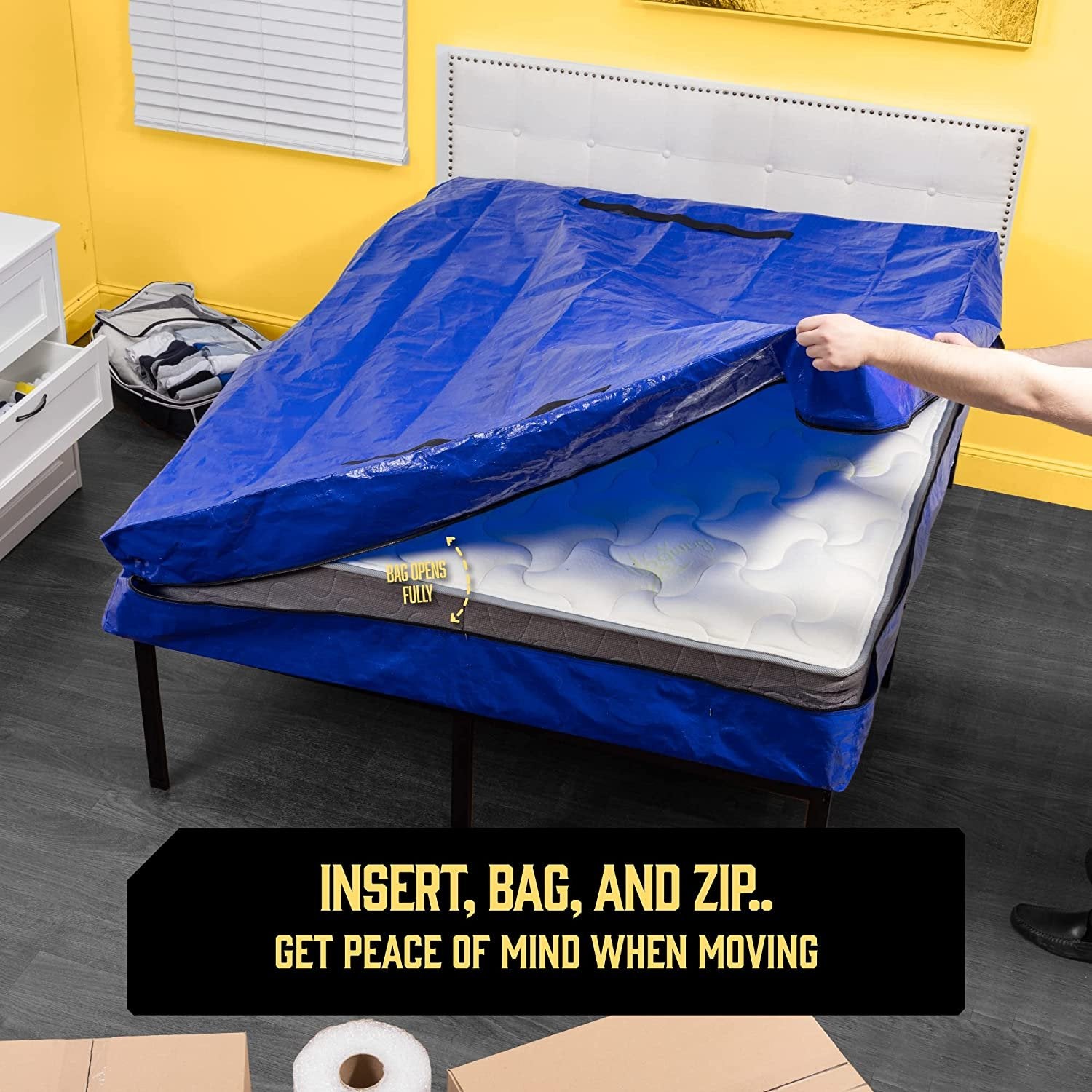 Mattress Bags for Moving with 8 Handles - Full Size - Extra-Thick Mattress Bag for Moving - Reusable Mattress Storage Bag - Mattress Cover for Moving with Zipper, Moving Mattress Bag Protector