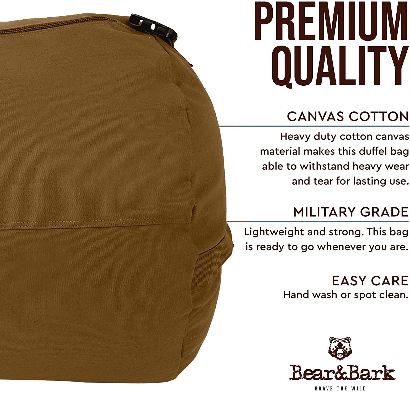 X-Large Desert Brown Canvas Duffle Bag - 46x20 - Military Army Cargo Style - 236.8L - Great for Travel, College, Backpacking & Storage