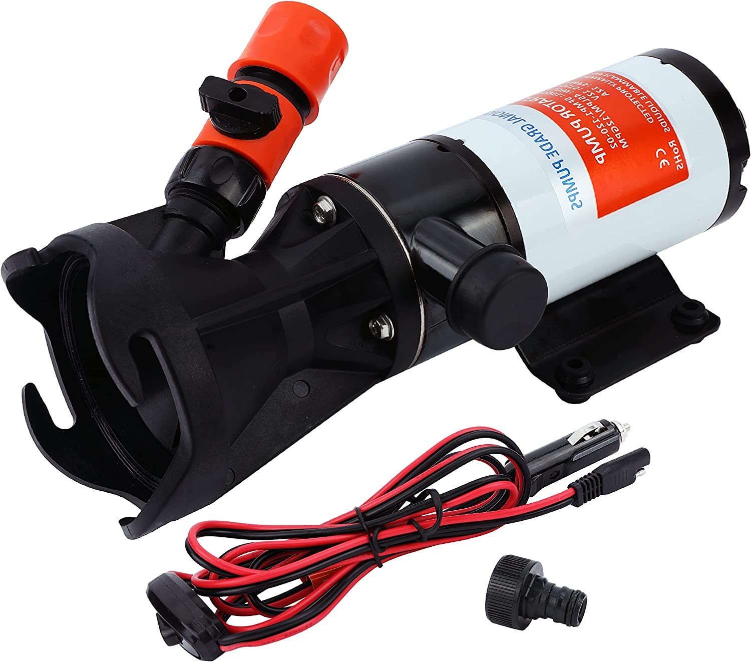 RV Sewer Macerator Pump 12V - 12 GPM Quick Release Macerator Pump Marine for RV Trailer, Camper Van, Caravan, Boat - 12/24V DC Seamless Motor - Portable Dump Station Mount Boat Waste Pump