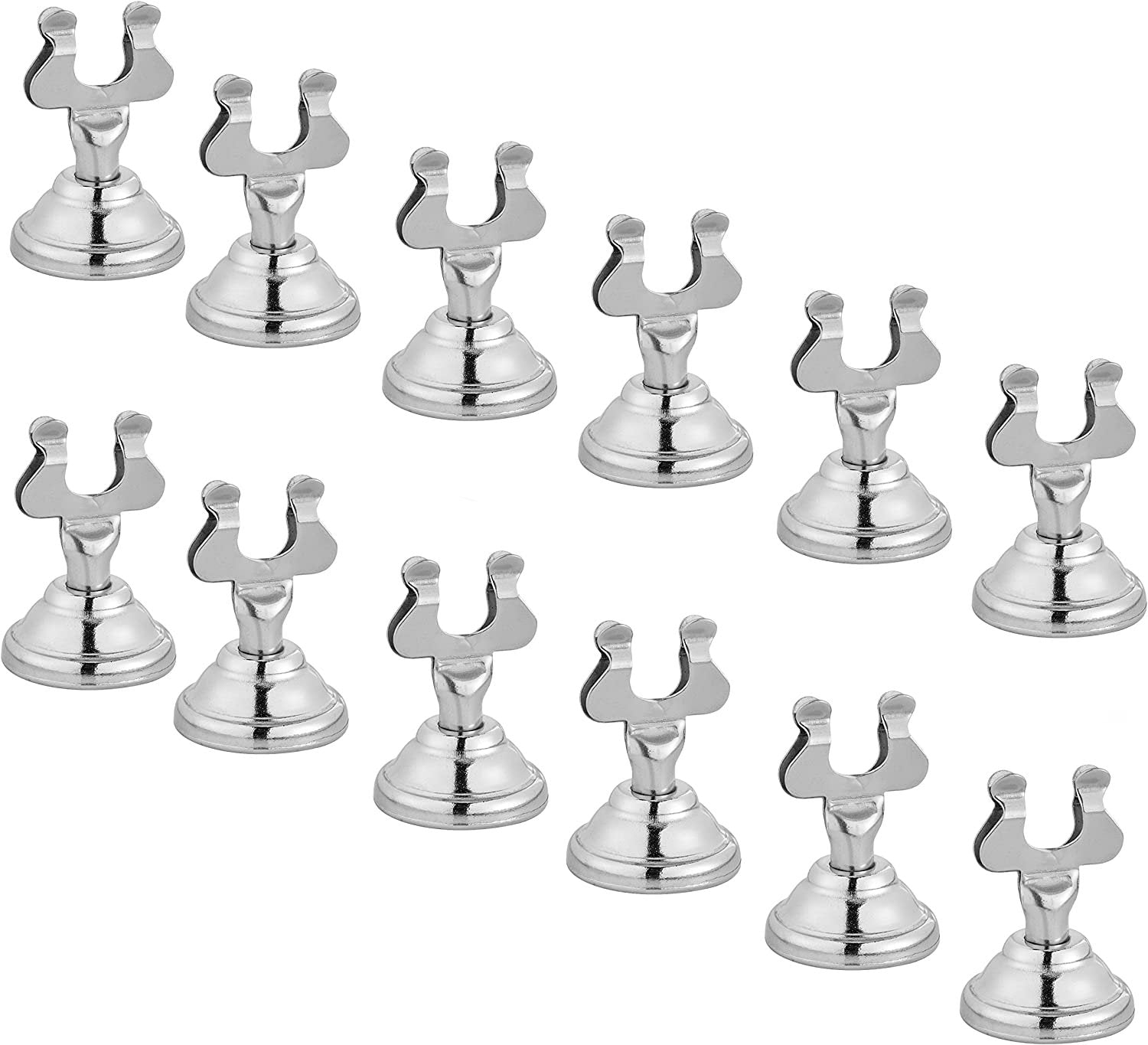 Alpine Industries Place Card Holder - Harp Style Table Name Place Card Holder- Tabletop Number, Photo, and Menu Stand - Great for Restaurants, Weddings Banquets - Silver (Pack of 12)