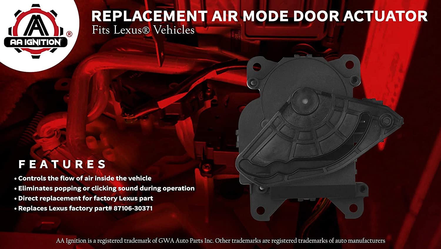Mode HVAC Air Door Actuator - Compatible with Lexus Vehicles - 97-05 GS300, GS400, GS430, IS300, RX300, 2002-2010 SC430 - Replaces 8710630371, 604-917, 87106-30371, 604917 - Blend Heater Servo Unit