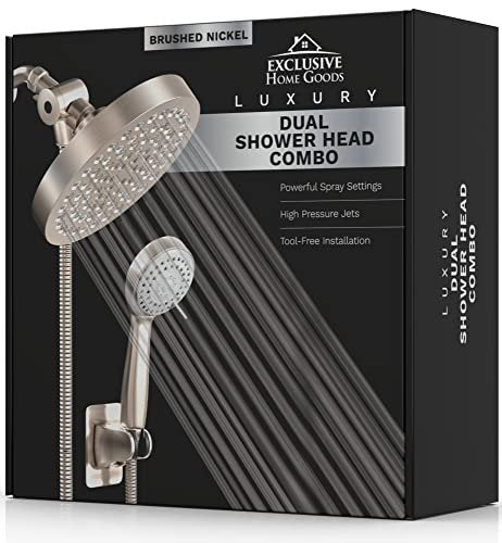 Shower Head With Handheld Combo, 6 Inch High Pressure Rainfall Showerhead With Hand Held 70 Inch Hose for Bath - Adjustable Swivel Shower Head Spray Anti-leak Nozzles - Universal Fit