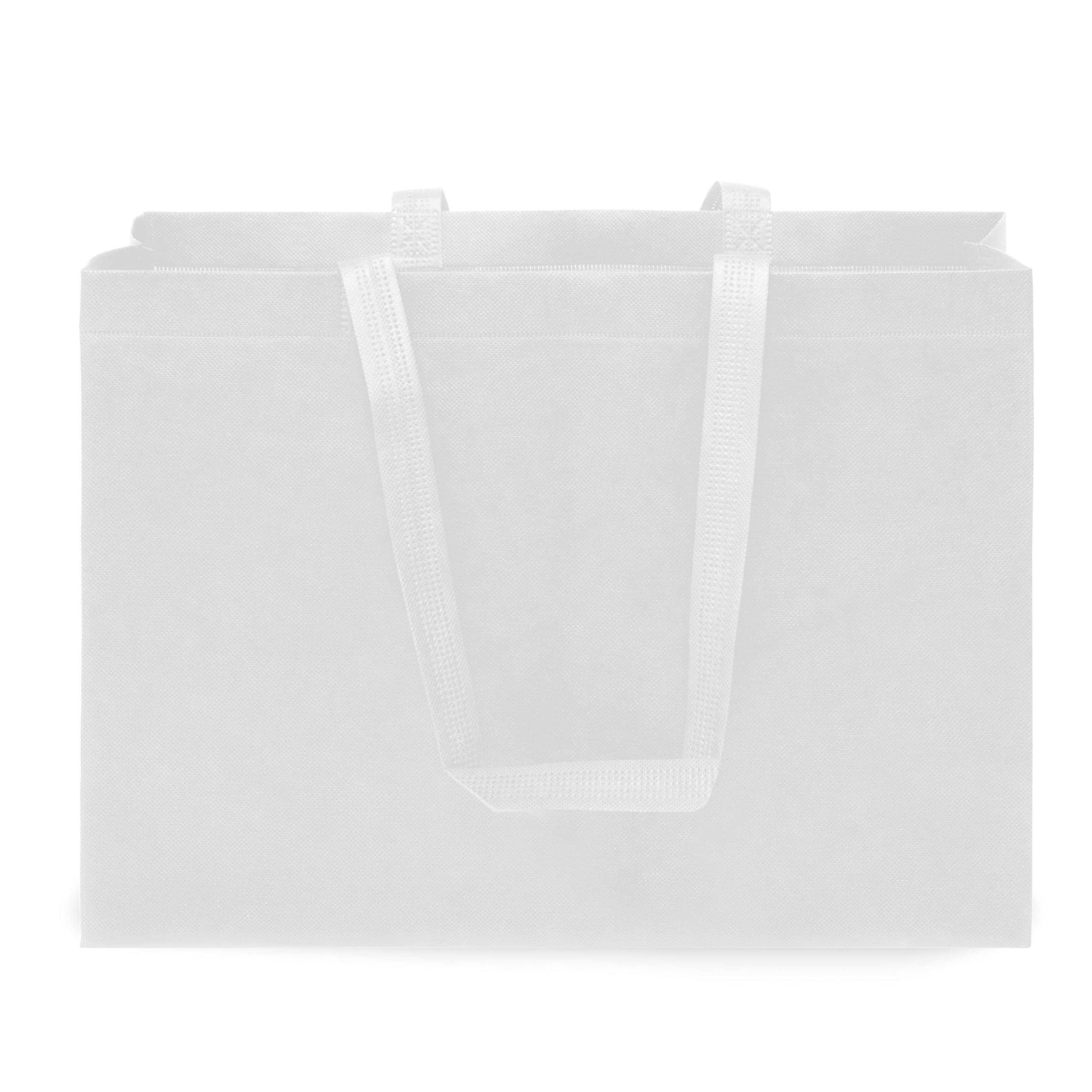 Eco-Friendly Reusable Gift Bags - 12 Pack Large Totes for Shopping & Events - White Cloth with Handles, Size 16x6x12