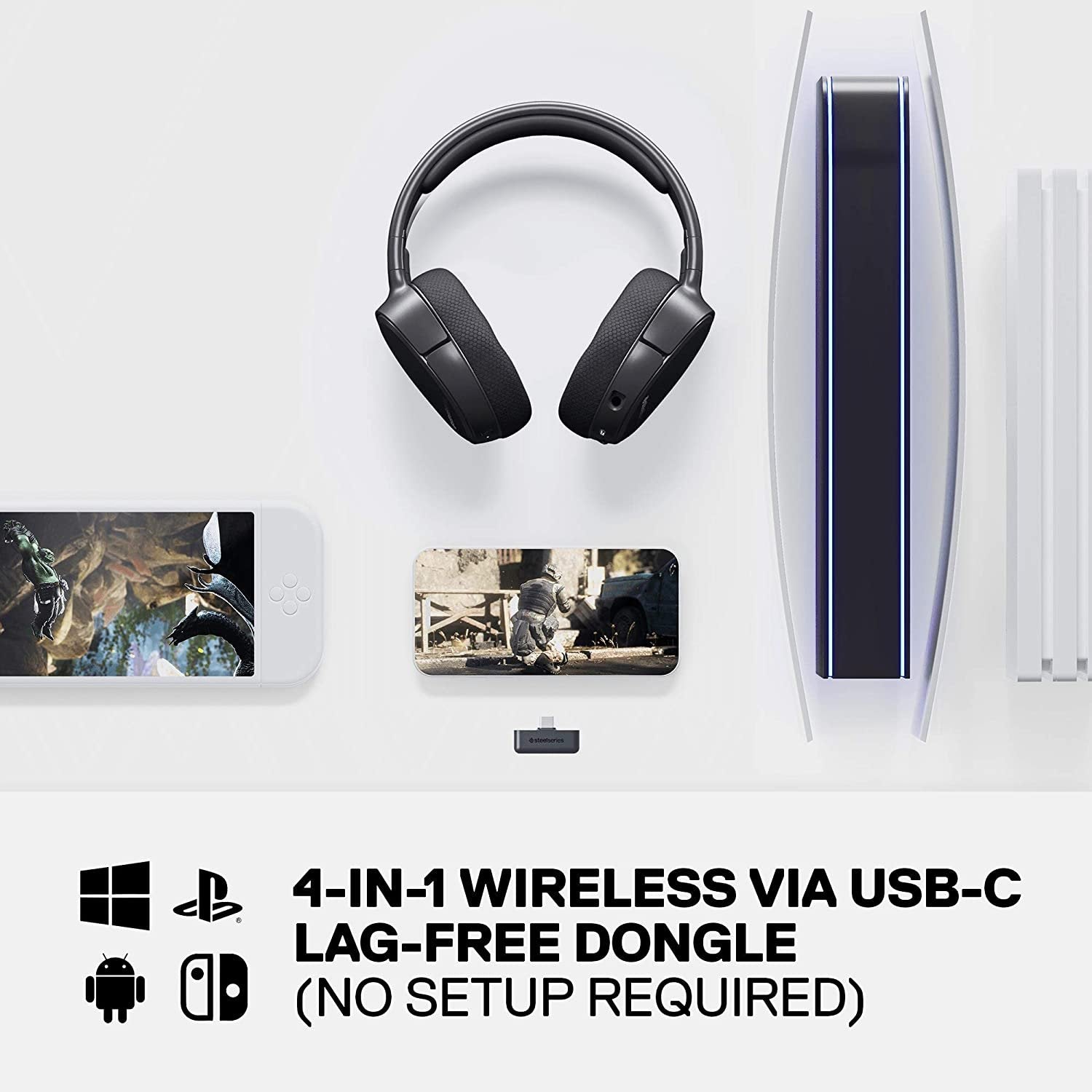 SteelSeries Arctis 1 Wireless Gaming Headset – USB-C Wireless – Detachable ClearCast Microphone
