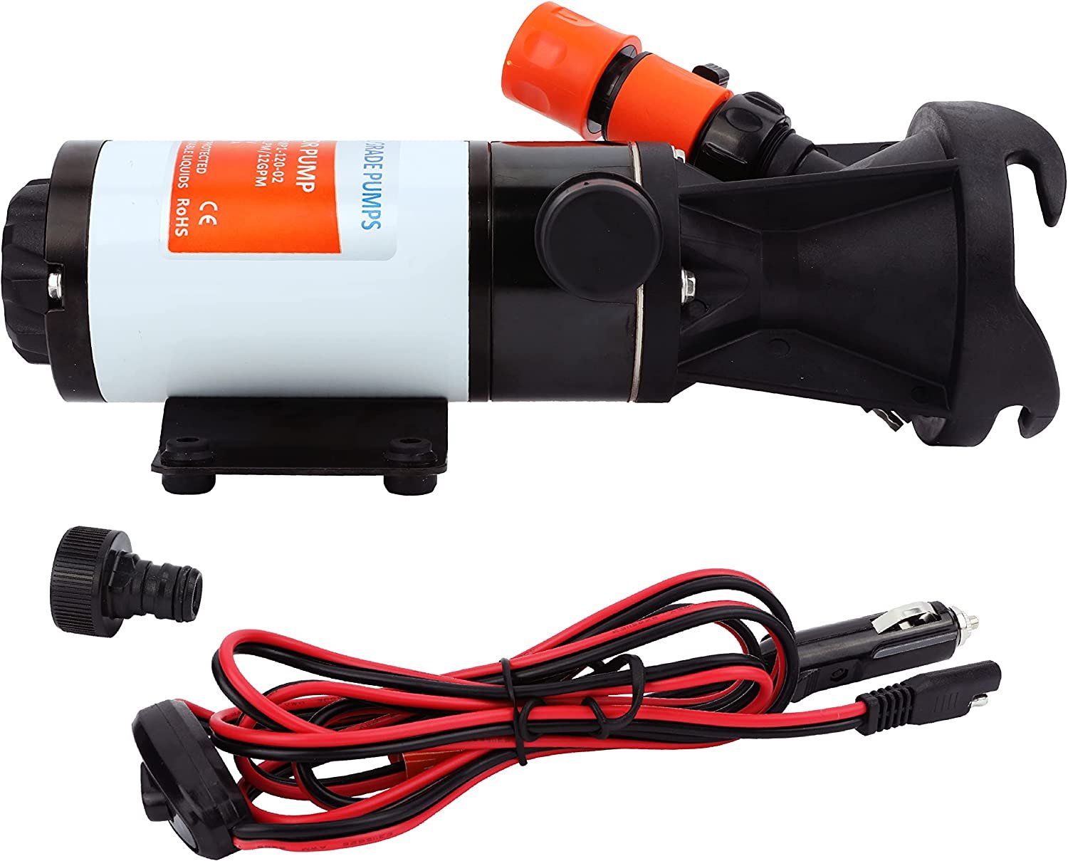 RV Sewer Macerator Pump 12V - 12 GPM Quick Release Macerator Pump Marine for RV Trailer, Camper Van, Caravan, Boat - 12/24V DC Seamless Motor - Portable Dump Station Mount Boat Waste Pump