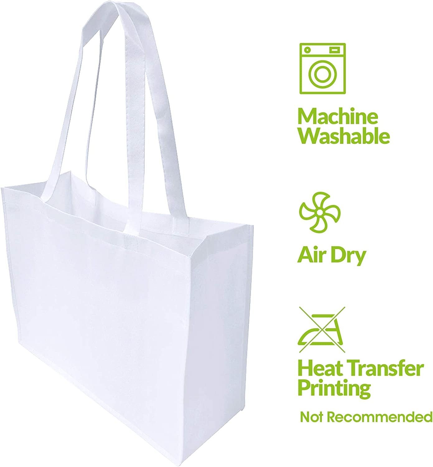Wedding Gift Bags - 12 Pack Reusable Shopping Bags with Handles, Large White Fabric Cloth Bags for Shopping, Gifts, Groceries, Merchandise, Events, Parties, Take-Out, Retail Stores, Bulk - 16x6x12