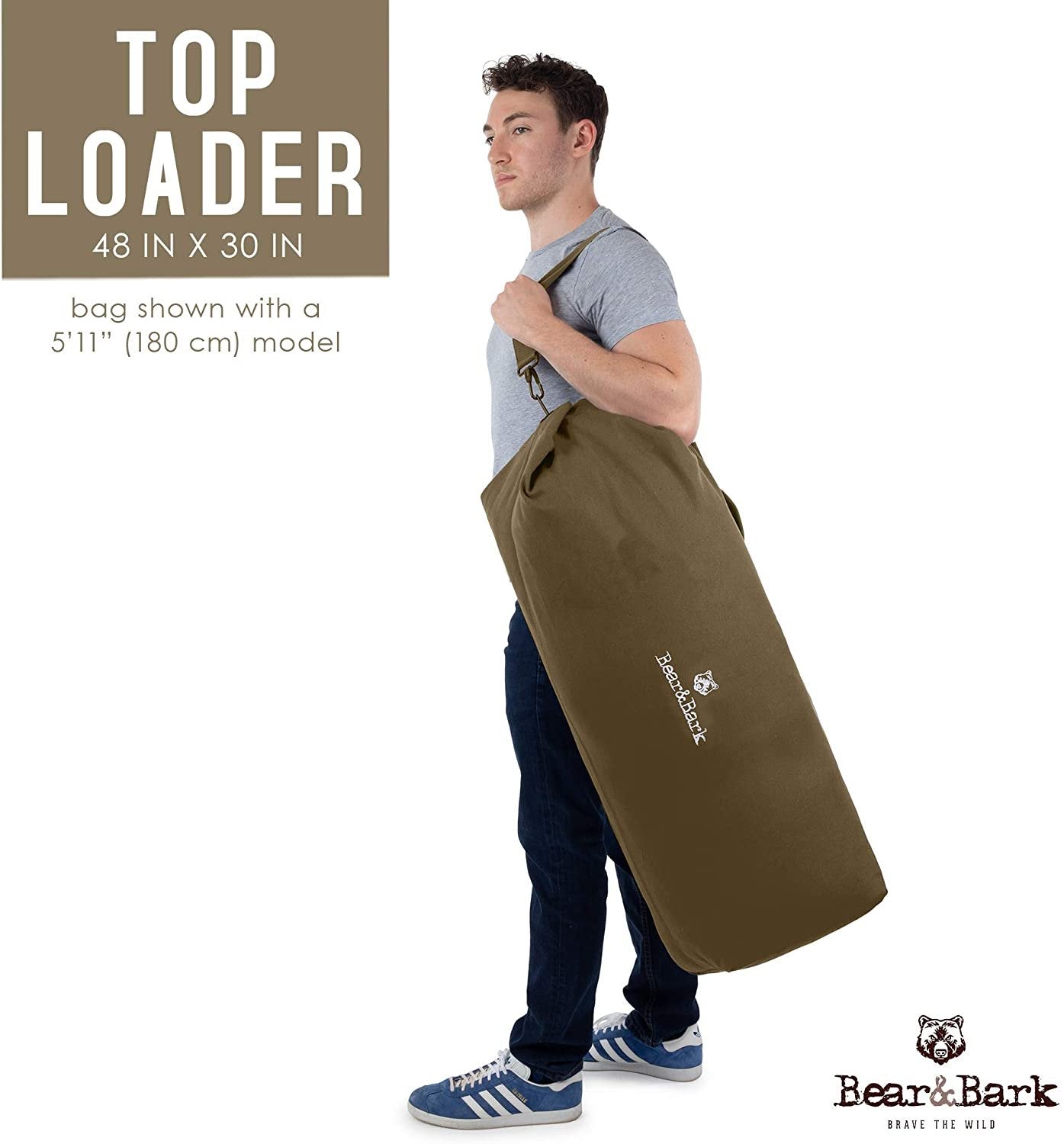 X-Large Military Green Canvas Duffel Bag 48x30 - Army Style Carryall for Men/Women - Free Shipping