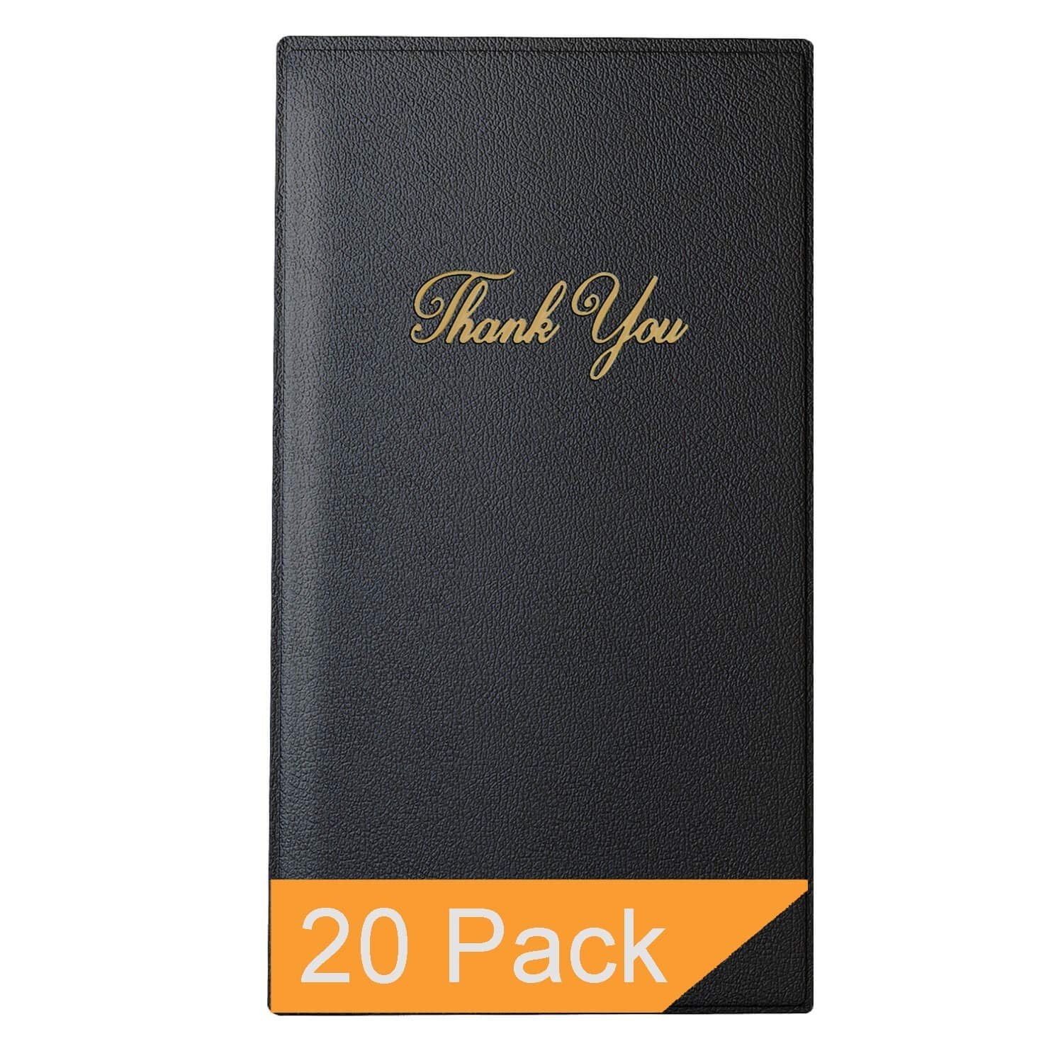 Black 20 Pack Guest Check Presenters - 5.5 x 10 Restaurant Bill Holder