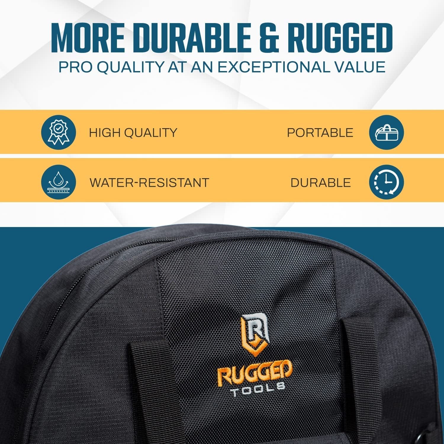 Rugged Tools Cable Bag - Jumper Cable Bag - Storage & Organizer for Cables, Cords, and Hoses Including EV Charging Cables for Electric Vehicles - Tesla, Nissan Leaf, Chevy Bolt