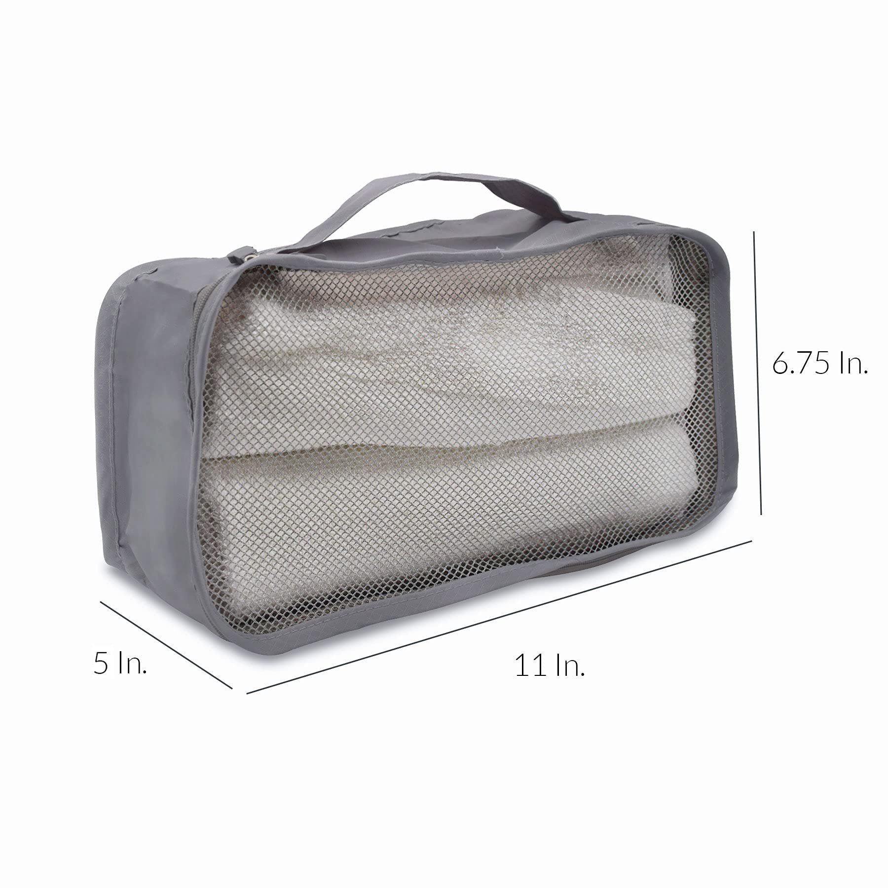 Small Gray Packing Cubes - 4 Pack High Capacity Organizers for Luggage, Travel, Hiking, Camping, Backpacking - 11x4x6.75