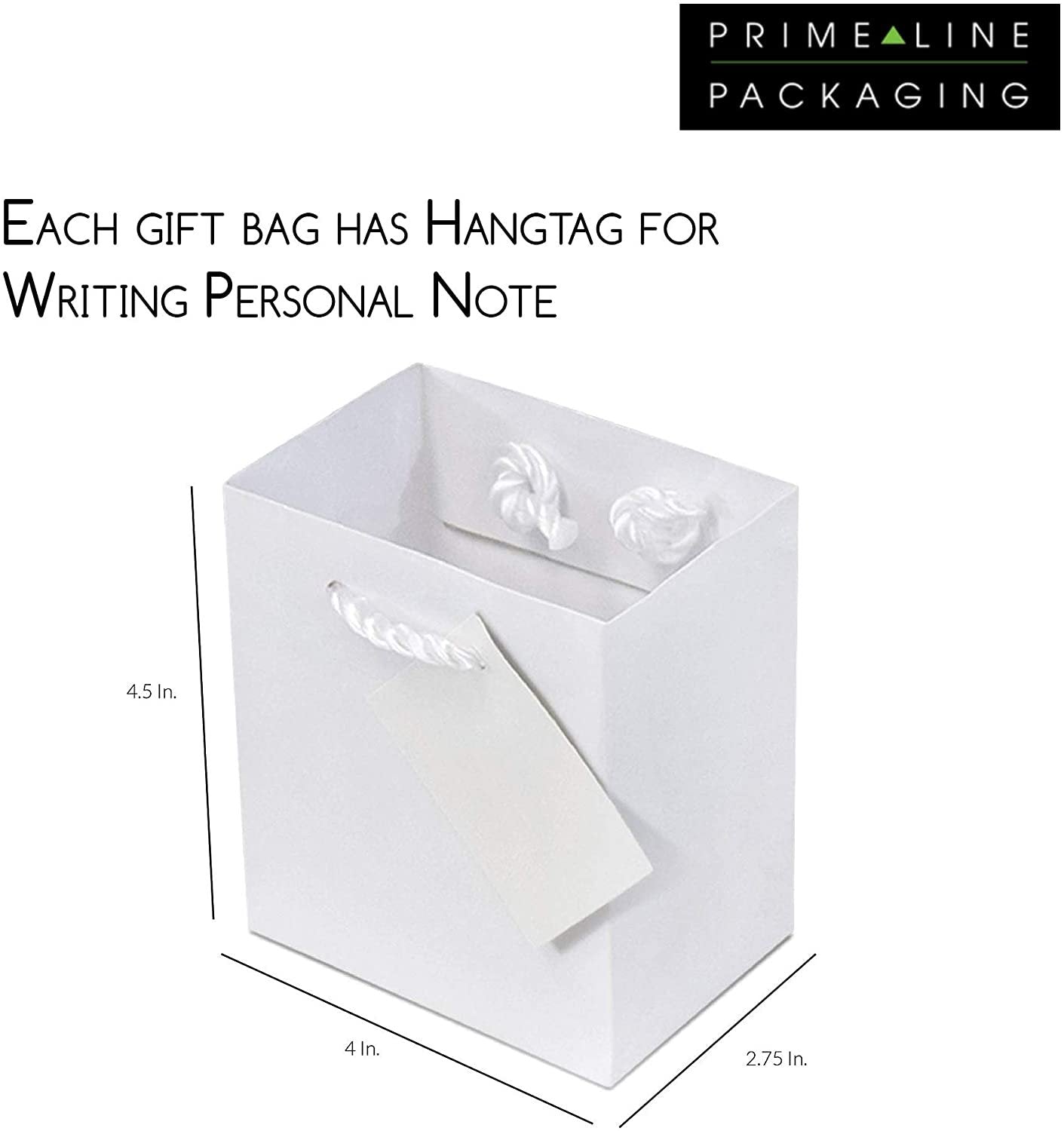 12 Pack 4x2.75x4.5 White Gift Bags with Handles - Perfect for Birthdays, Weddings, and More - Free Shipping & Returns