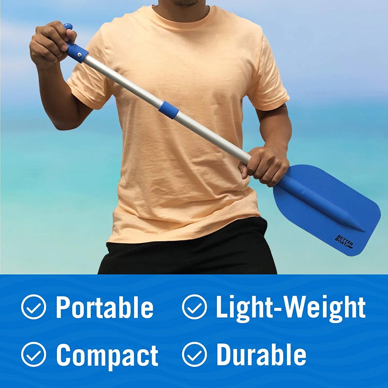 Telescoping Plastic Boat Paddle Collapsible Oar Kayak Jet Ski Tube Rafting and Miniature Mini Canoe Paddles Small Tubing Row and Safety Boat Accessories for Kids and Adults - 1Pk