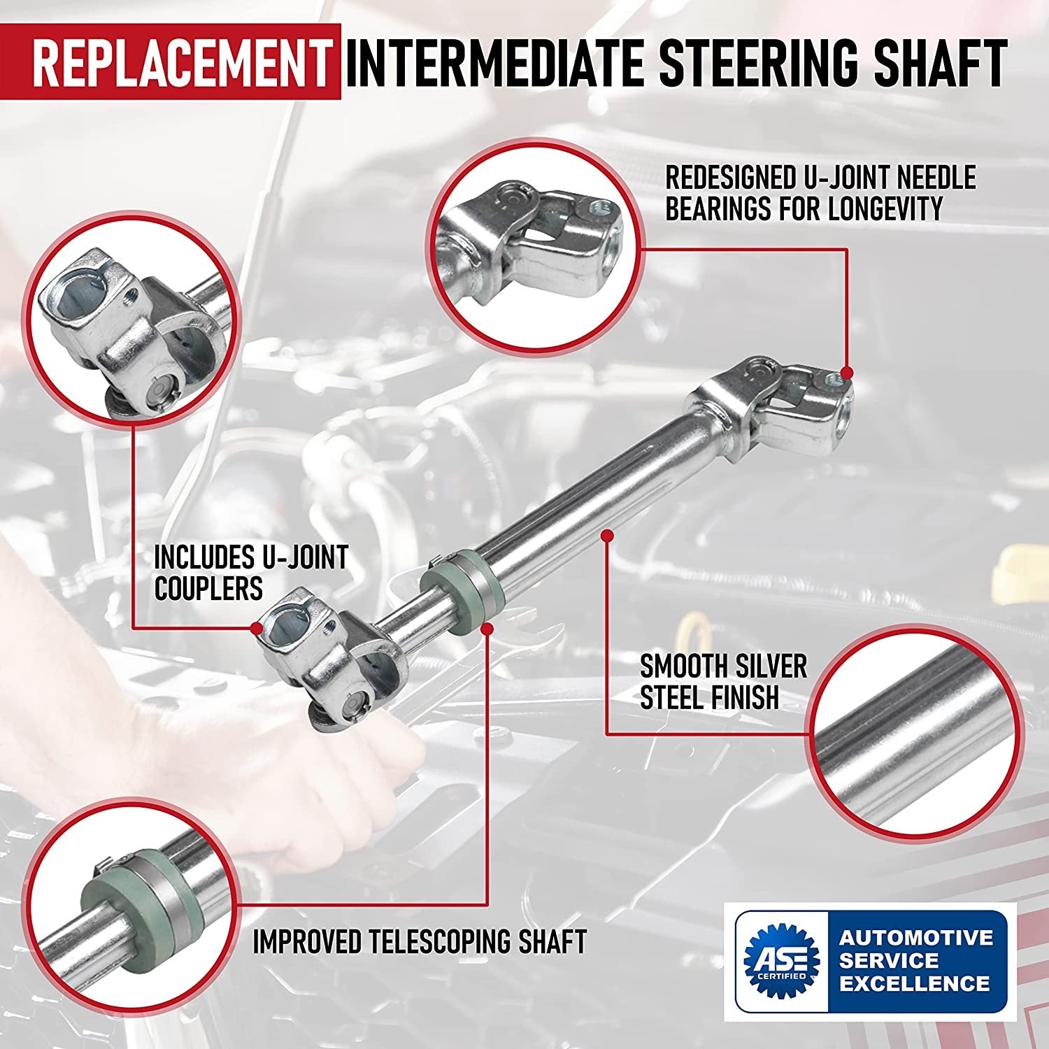 Intermediate Steering Shaft with U Joint Coupler - Replaces 8L1Z-3B676-A - Compatible with Lincoln Navigator and 2009-2014 Ford F150 and 2007-2014 Expedition