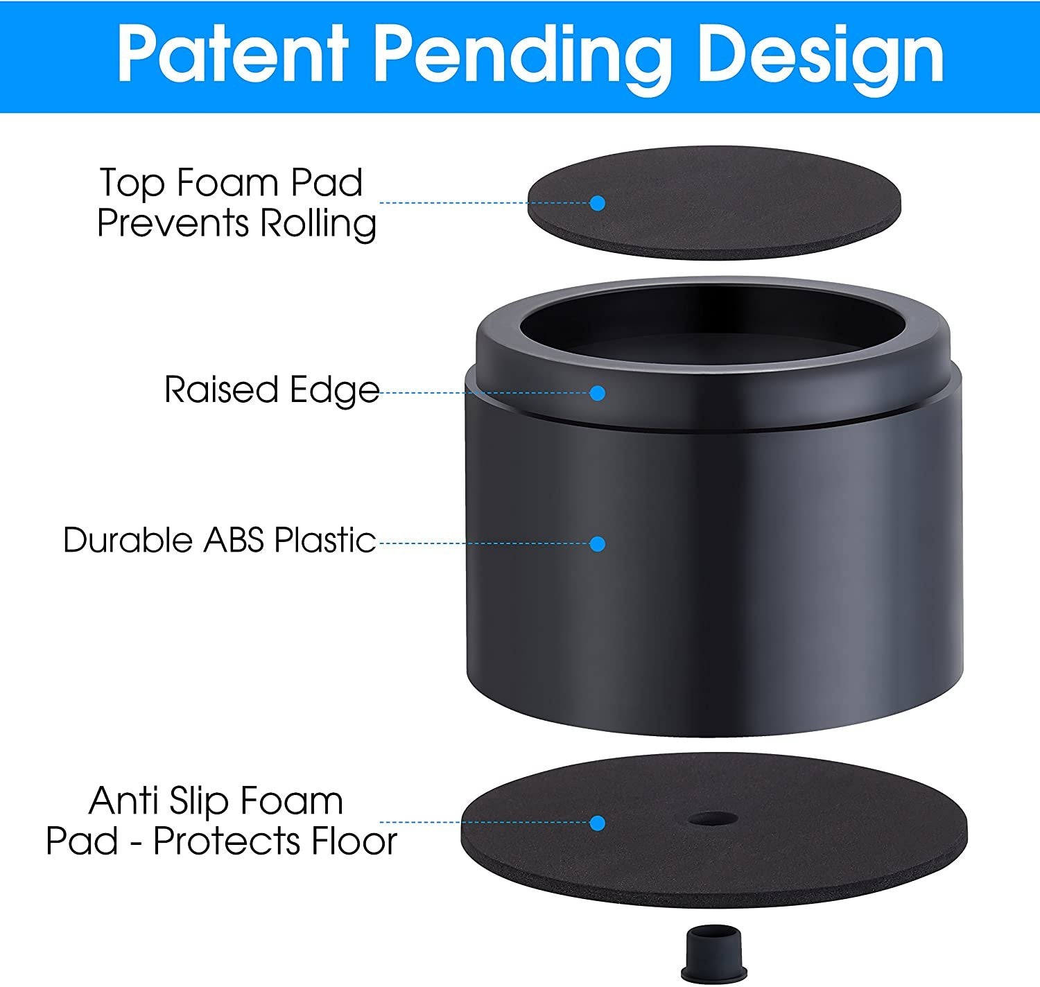 iPrimio Bed and Furniture Risers – Round Elevator up to 3 inches & Lifts Up to 10,000 LBs - Protect Floors and Surfaces – Durable ABS Plastic and Anti Slip Foam Grip – Non Stackable