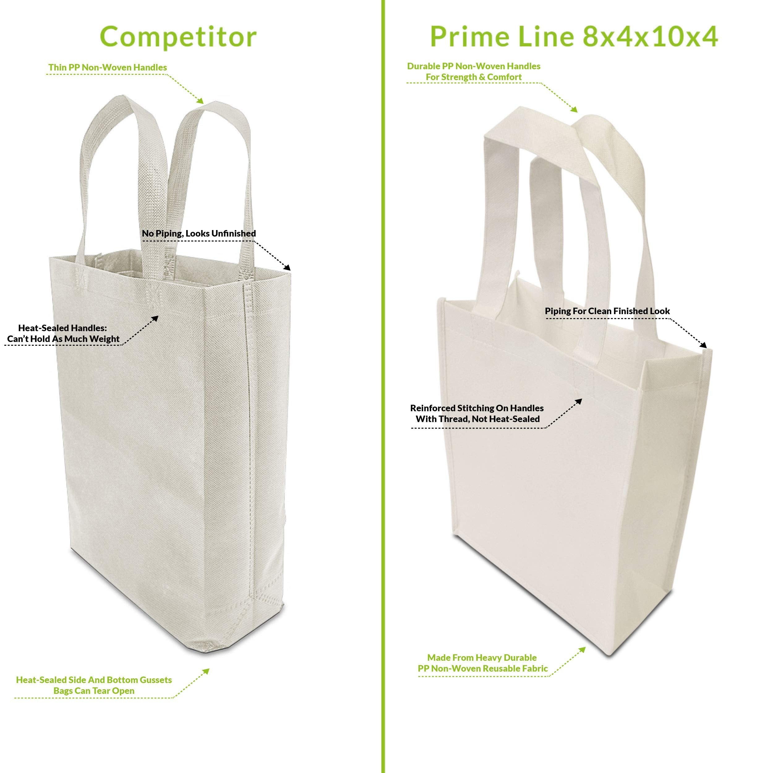 12 Reusable White Wedding Gift Shopping Bags w/ Handles - 8x4x10 Inch Size