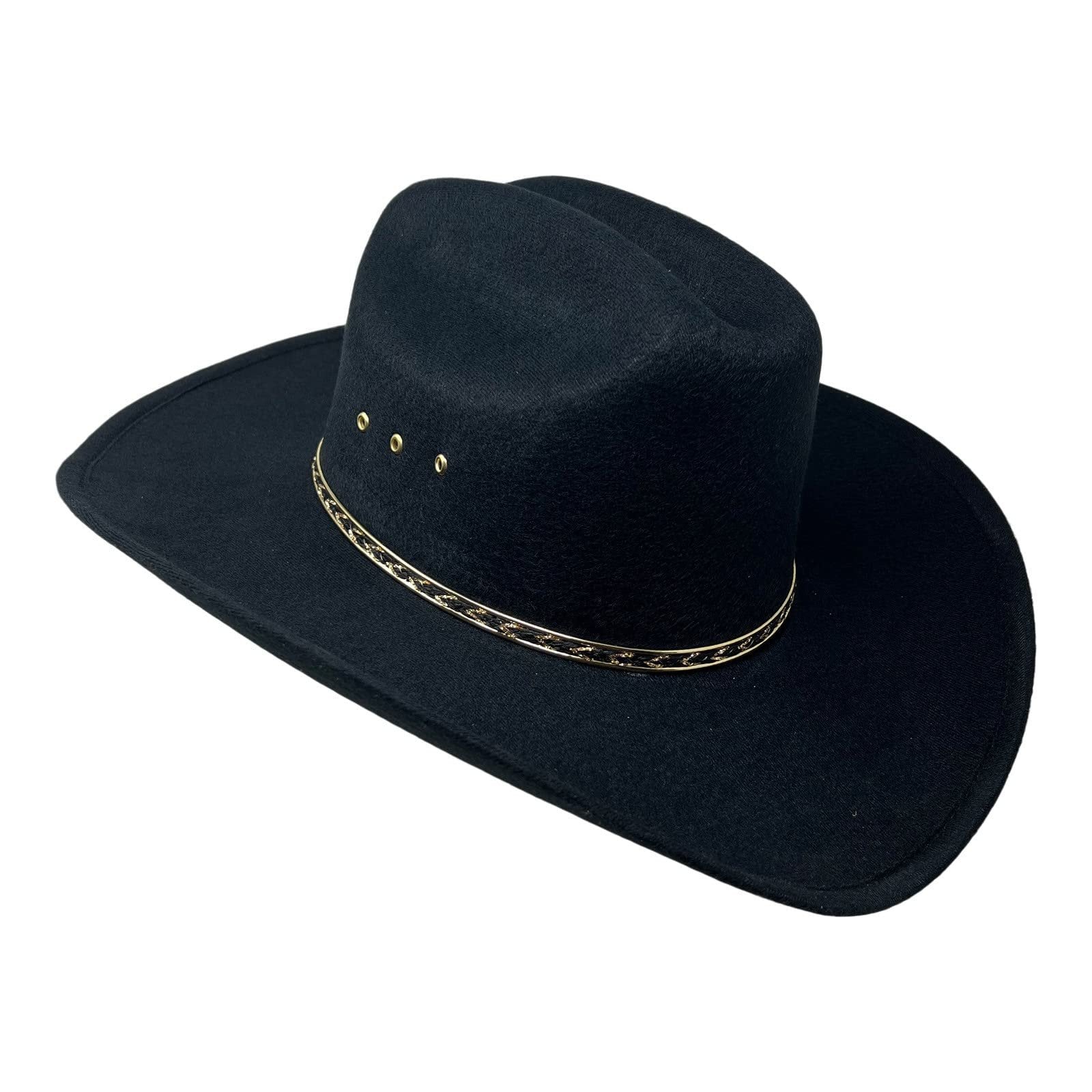 Western Express Black Faux Felt Cowboy Hat - Size 7 3/8 - Wide Brim