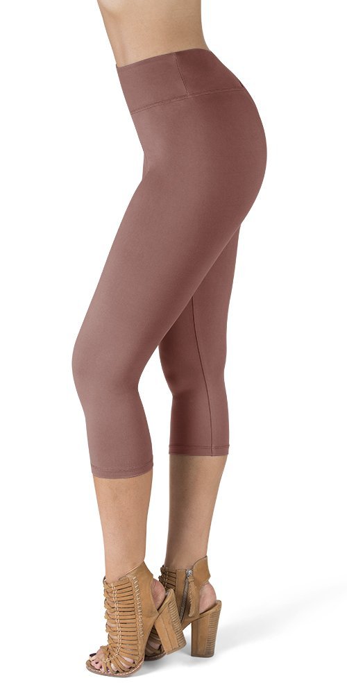 SATINA High Waisted Capri Leggings for Women - Capri Pants for Women - High Waist for Tummy Control - Old Rose Capri Leggings for Yoga |3 Inch Waistband (One Size, Old Rose)