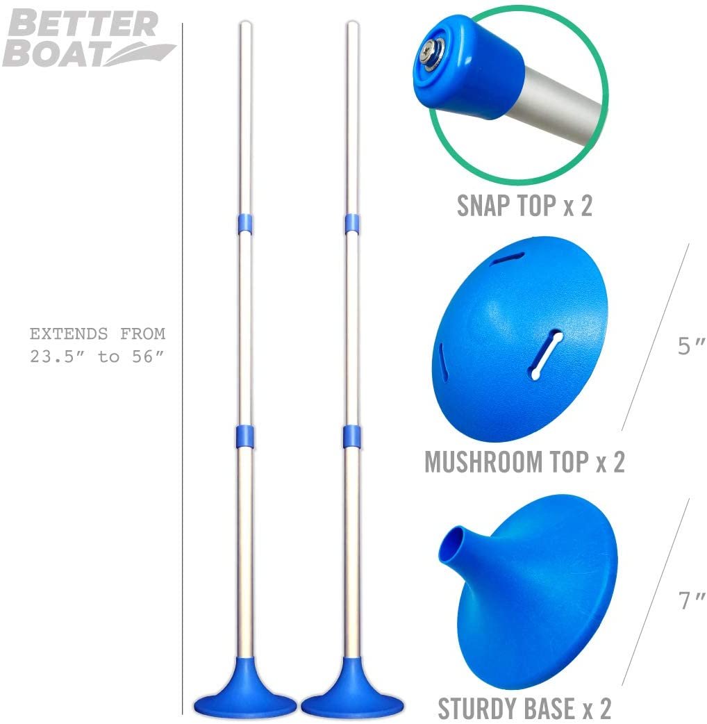 Adjustable Boat Cover Support Poles - 2 PK Extendable, Blue, for Jon/Pontoon/Aluminum Boats